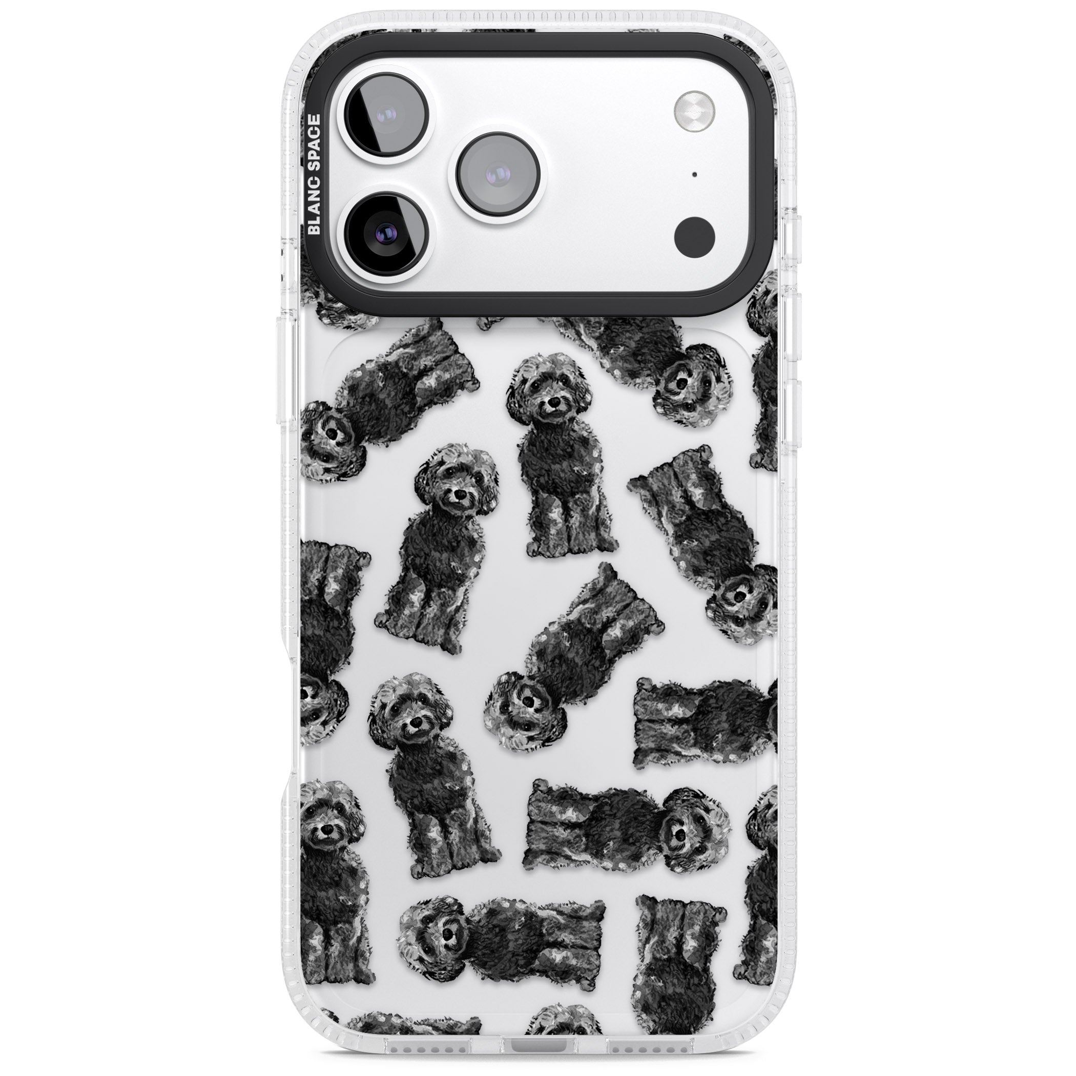 Black Cockapoo Watercolor iPhone 17 Pro Impact Air Clear Phone Case