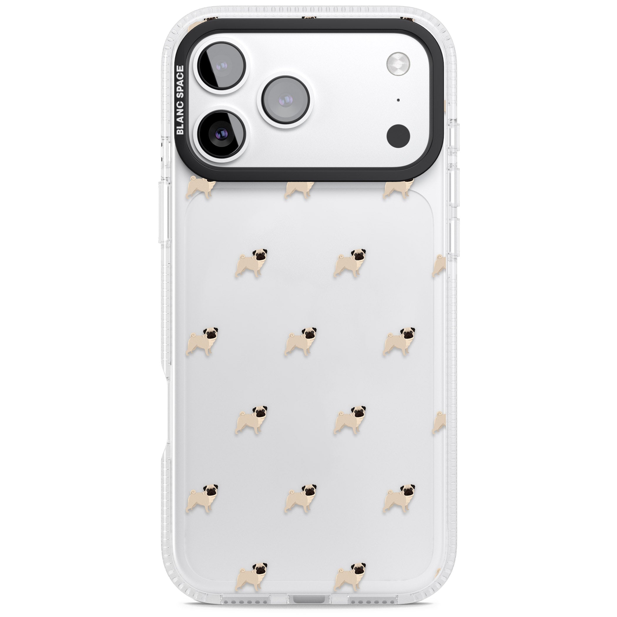 Pug Pattern iPhone 17 Pro Impact Air Clear Phone Case