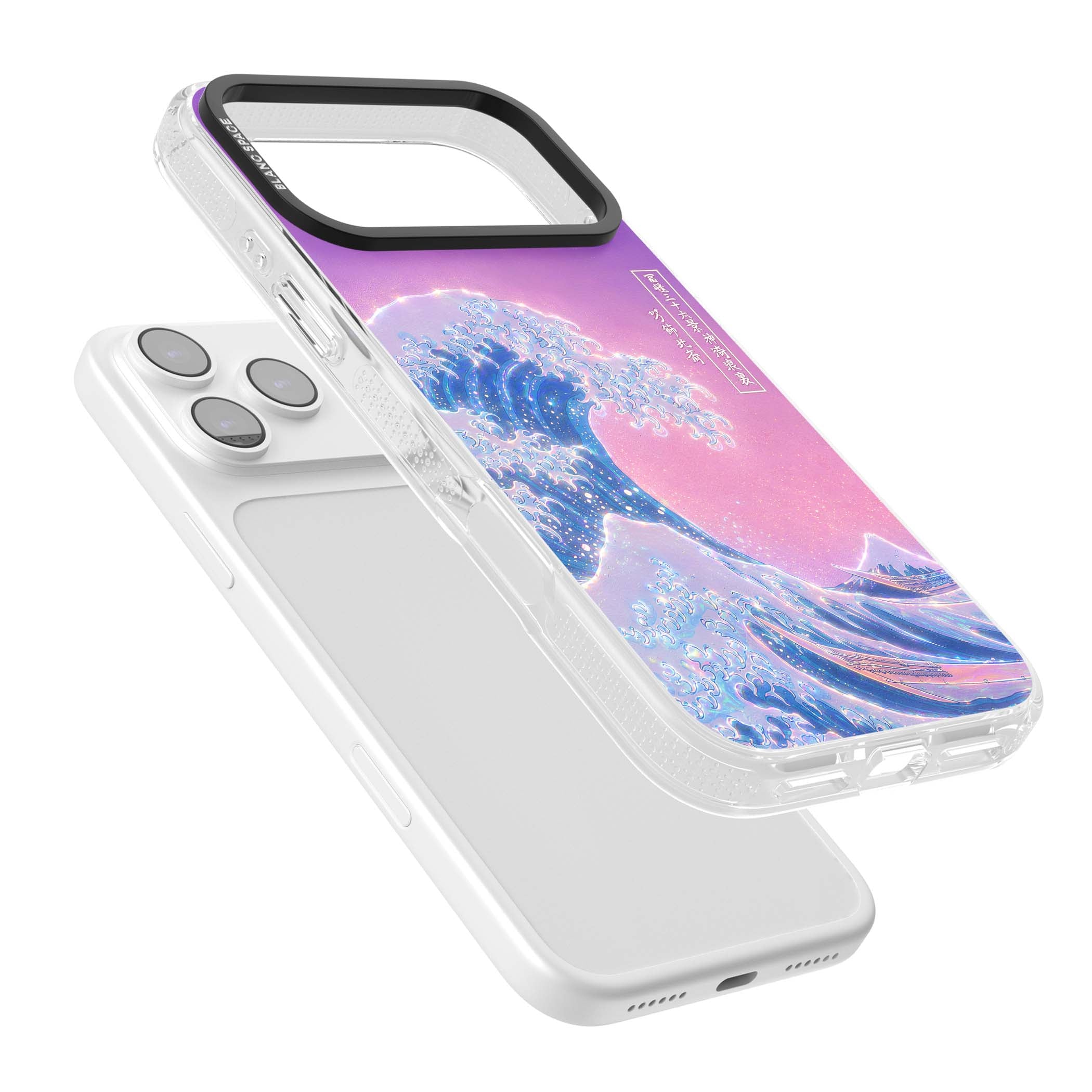 The Great Opal Wave Japanese iPhone case featuring Hokusai's great wave in iridescent pastels with lilac sky and Mou | Clear Case Impact Air case for iPhone 17 Pro, iPhone 17 Pro Max