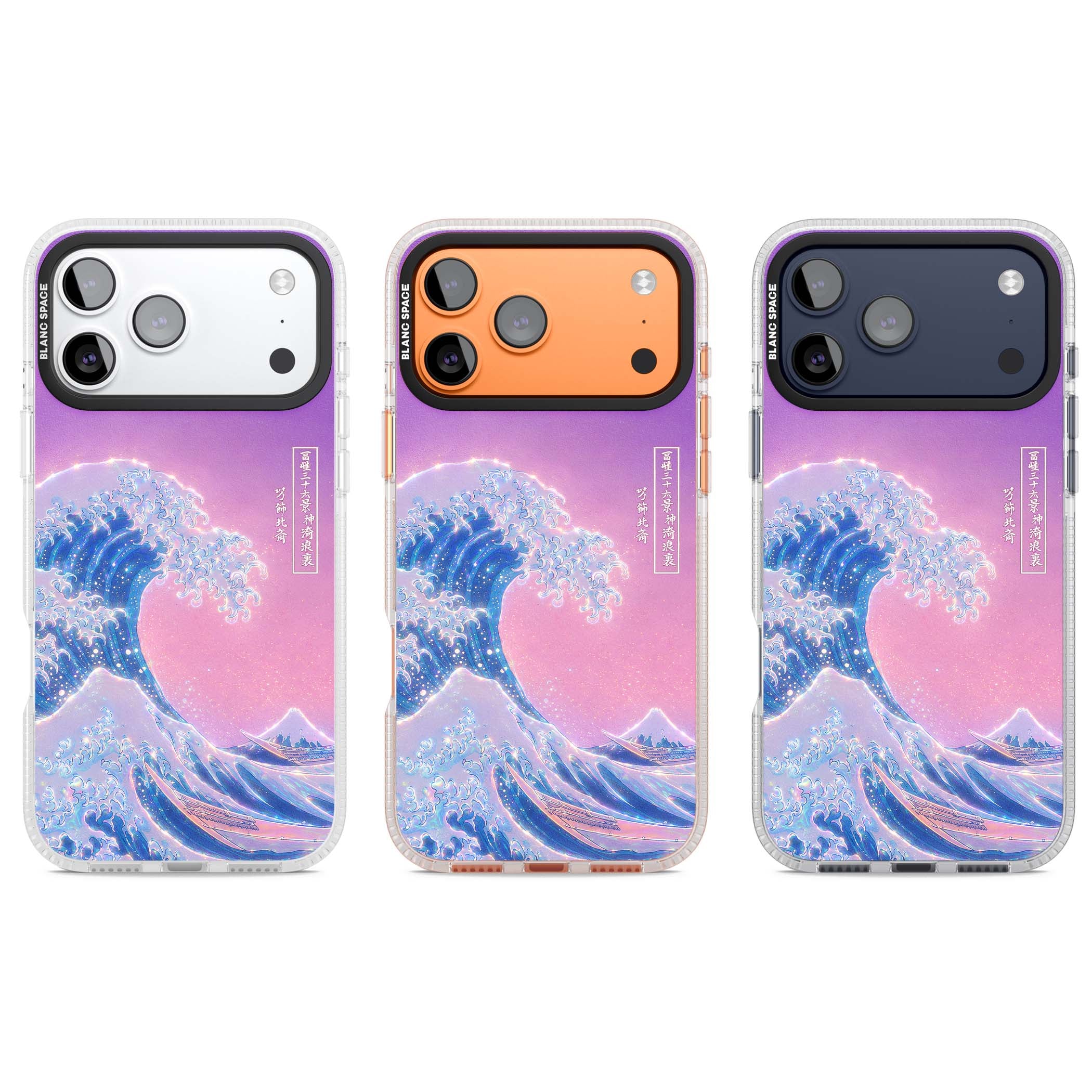 The Great Opal Wave Japanese iPhone case featuring Hokusai's great wave in iridescent pastels with lilac sky and Mou | Clear Case Impact Air case for iPhone 17 Pro, iPhone 17 Pro Max