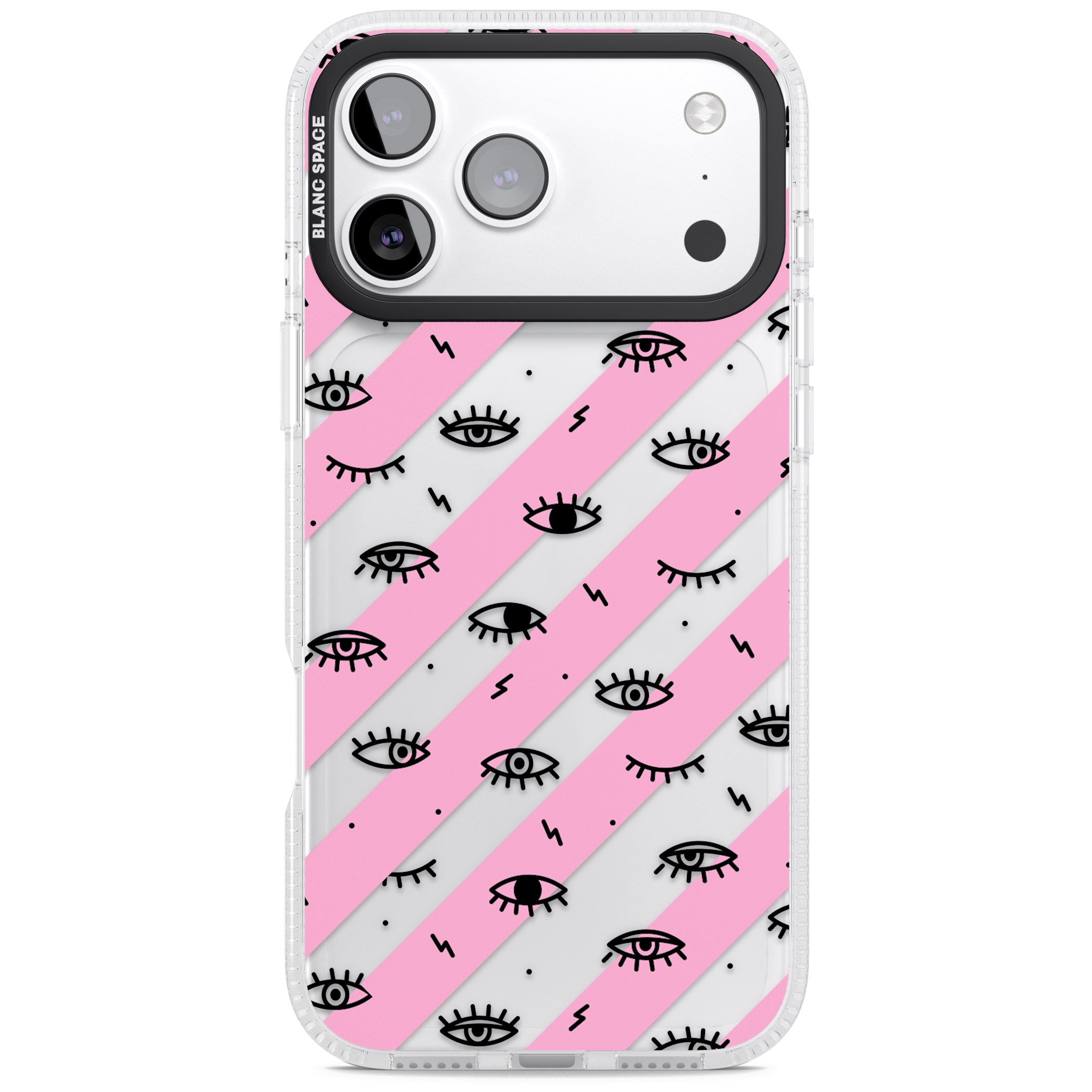 Pink Stripe Eyes iPhone 17 Pro Impact Air Clear Phone Case