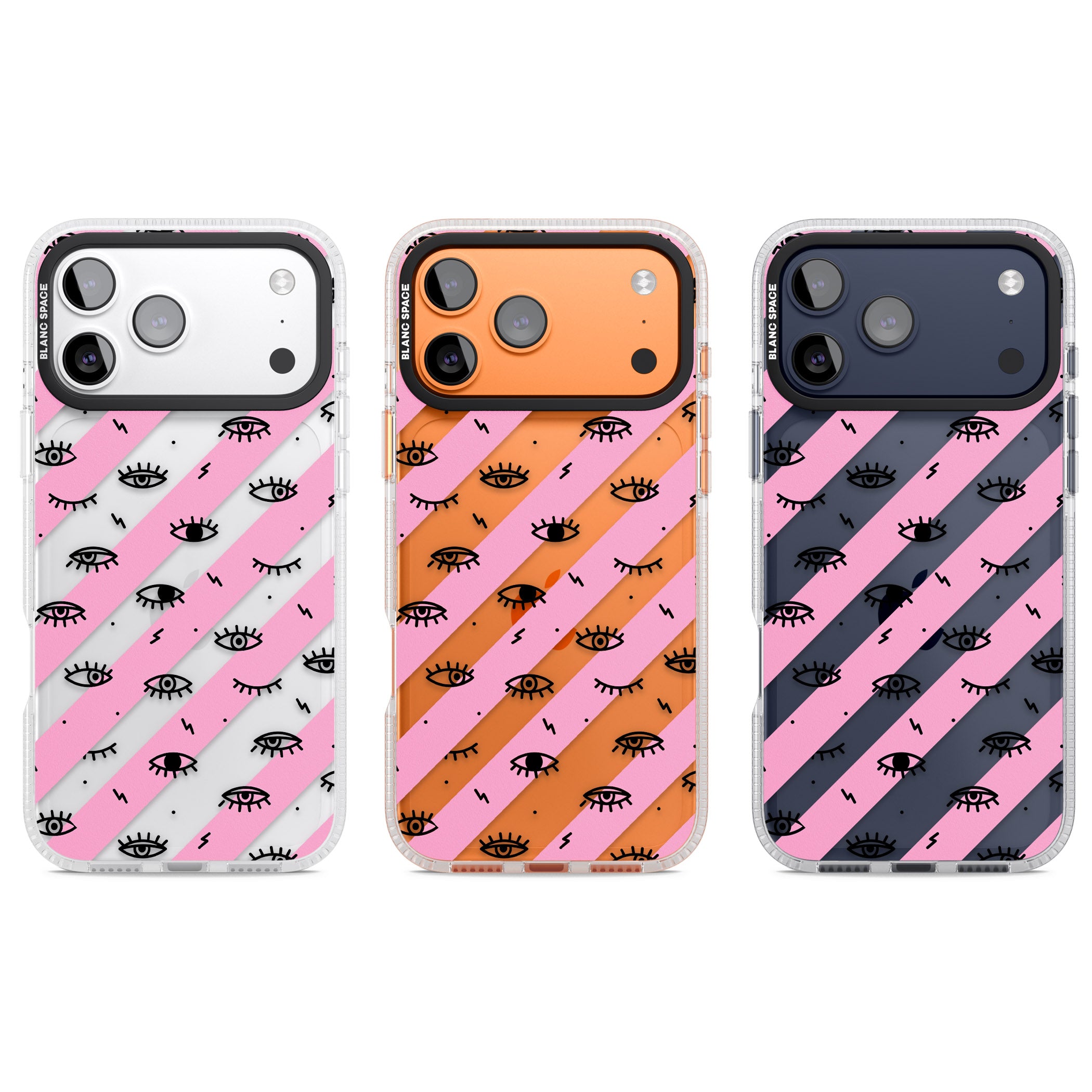 Pink Stripe Eyes iPhone 17 Pro Impact Air Clear Phone Case APT Impact Protection