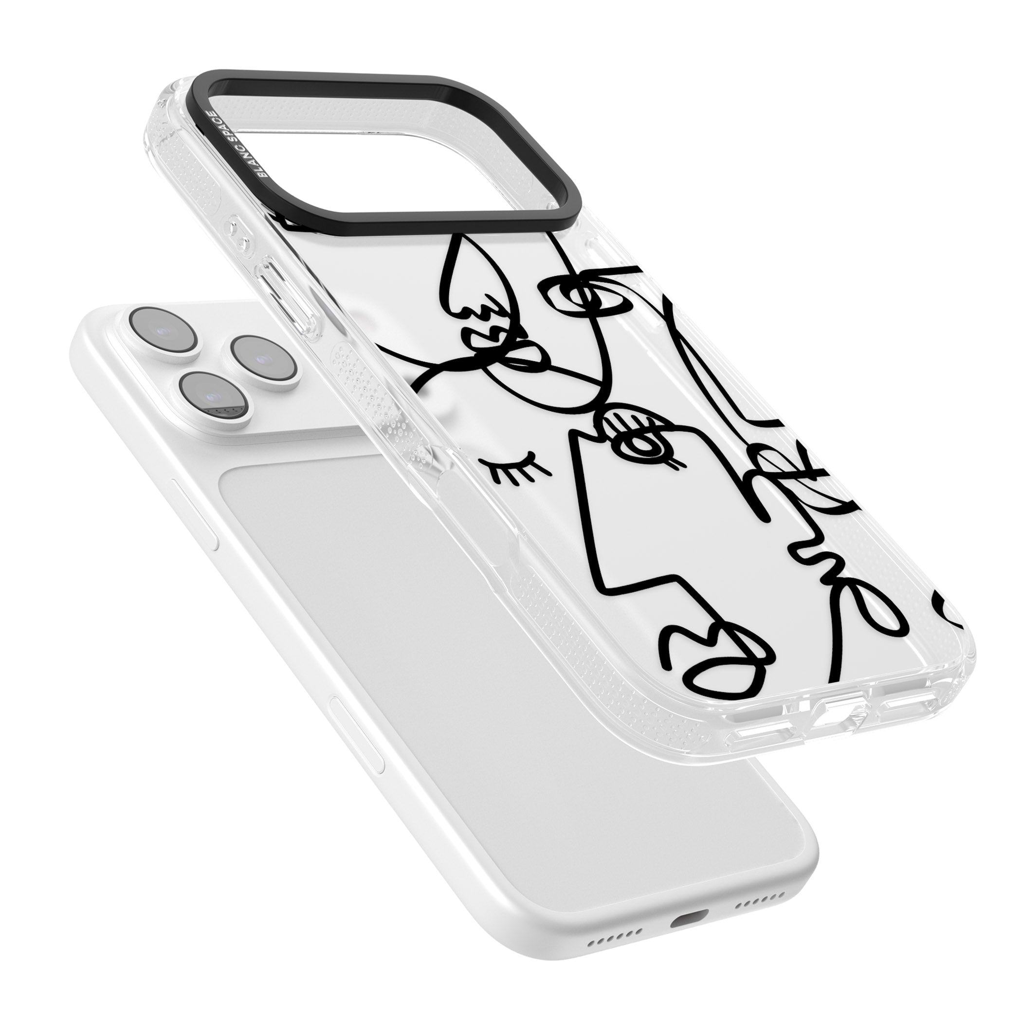 Abstract Line Art Black Clear iPhone 17 Pro Impact Air Clear Phone Case Colours