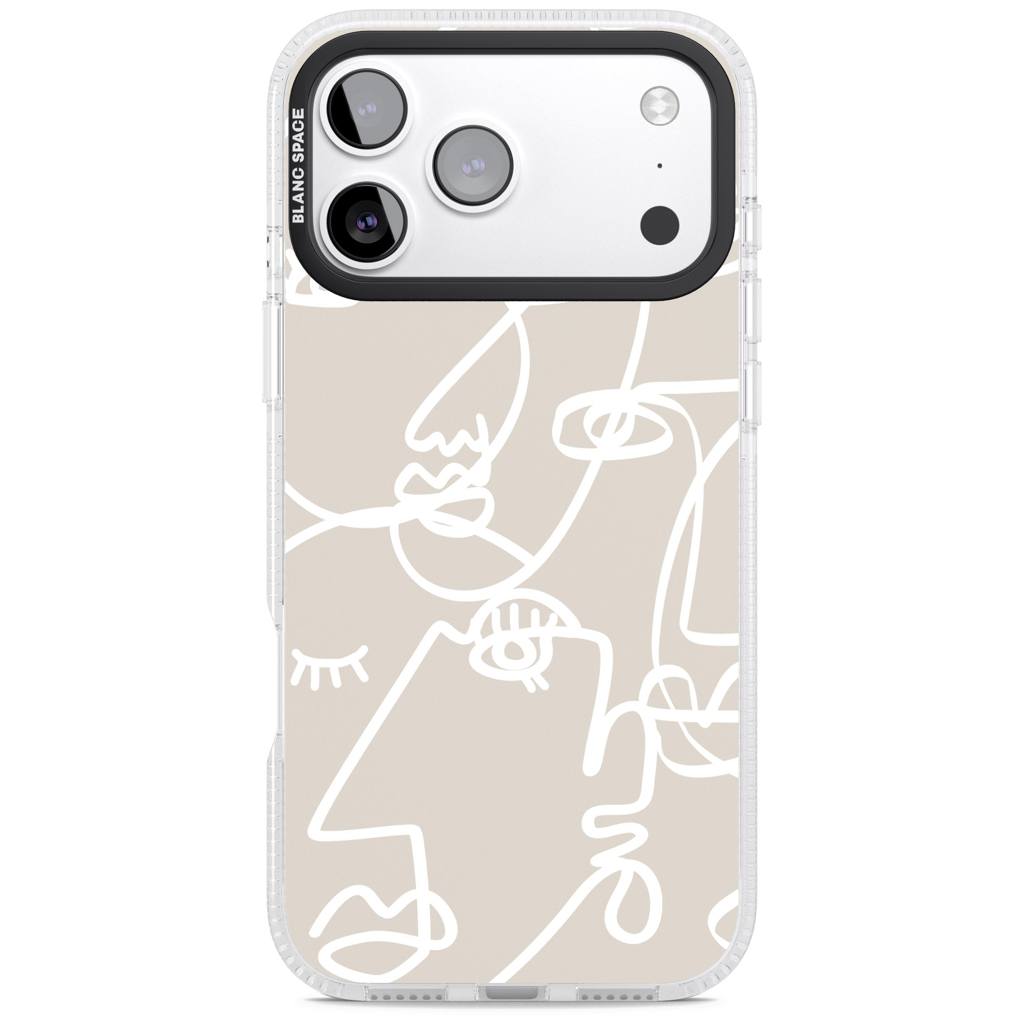 Abstract Line Art White Beige iPhone 17 Pro Impact Air Clear Phone Case