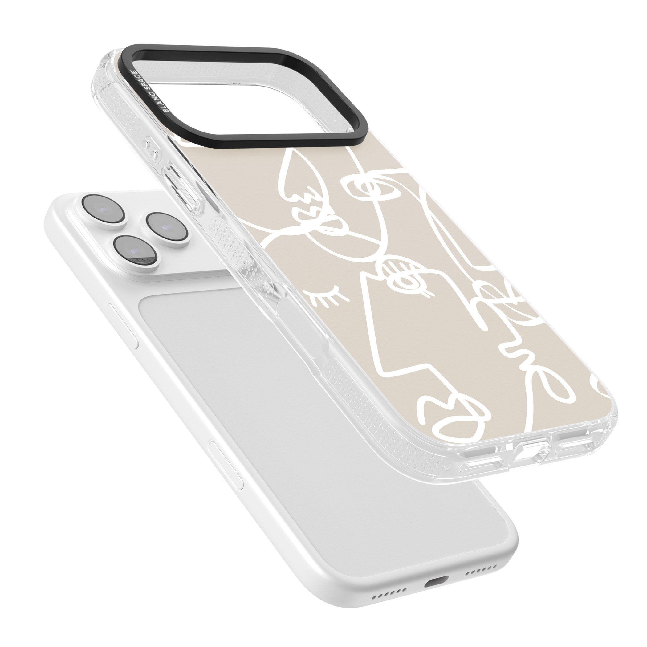 Abstract Line Art White Beige iPhone 17 Pro Impact Air Clear Phone Case Colours