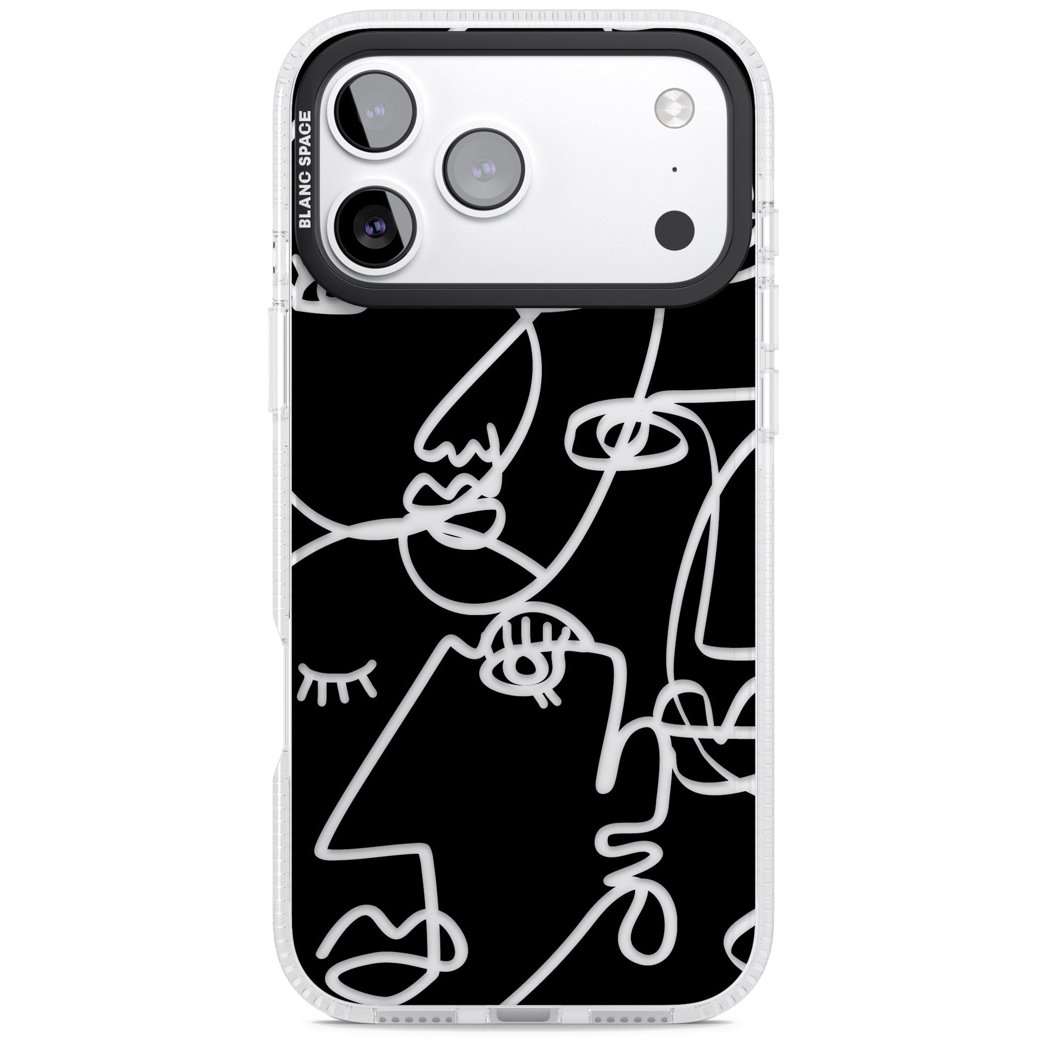 Abstract Line Art Clear Black iPhone 17 Pro Impact Air Clear Phone Case