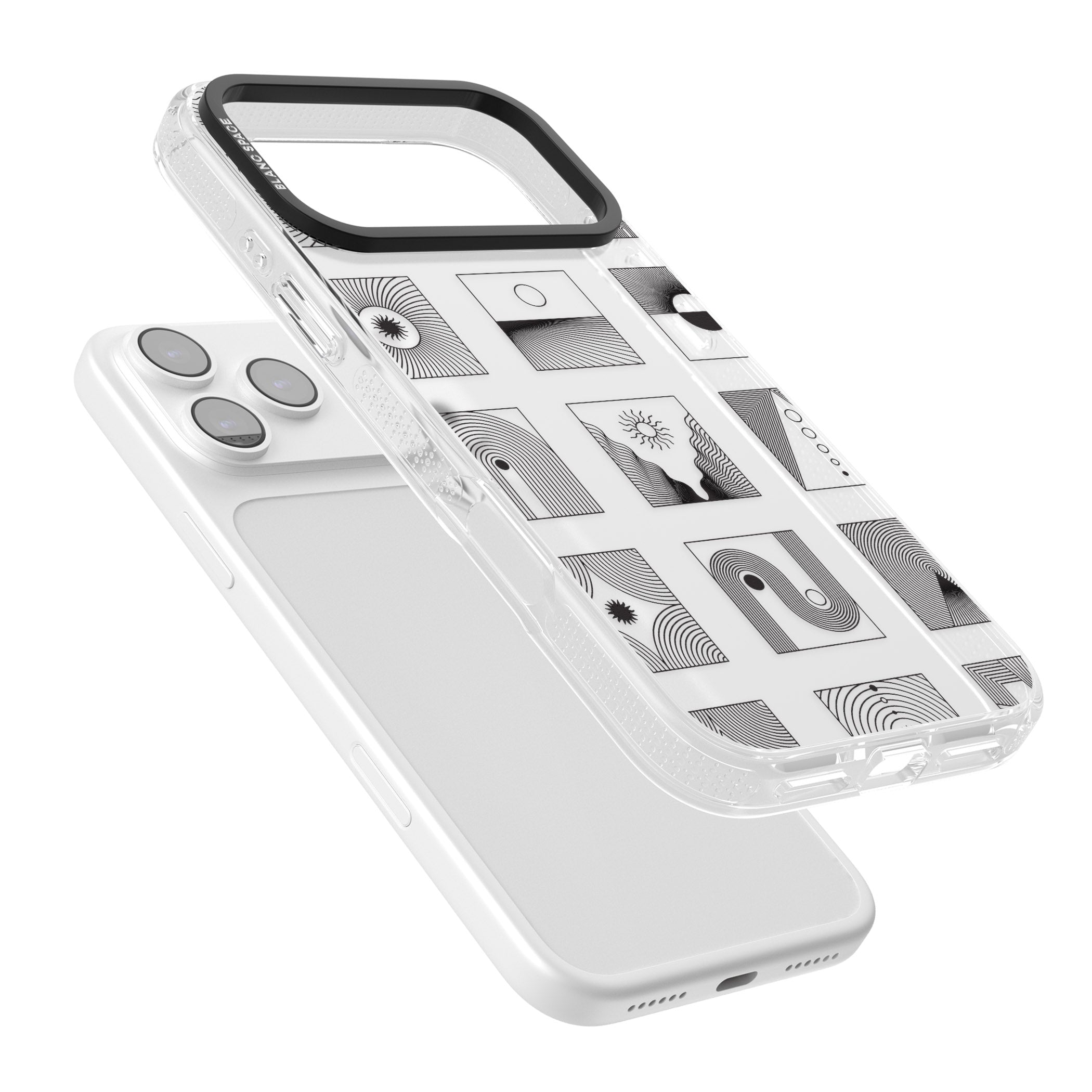 Geometric Pattern Trio: Artistic Blend iPhone 17 Pro Impact Air Clear Phone Case Colours