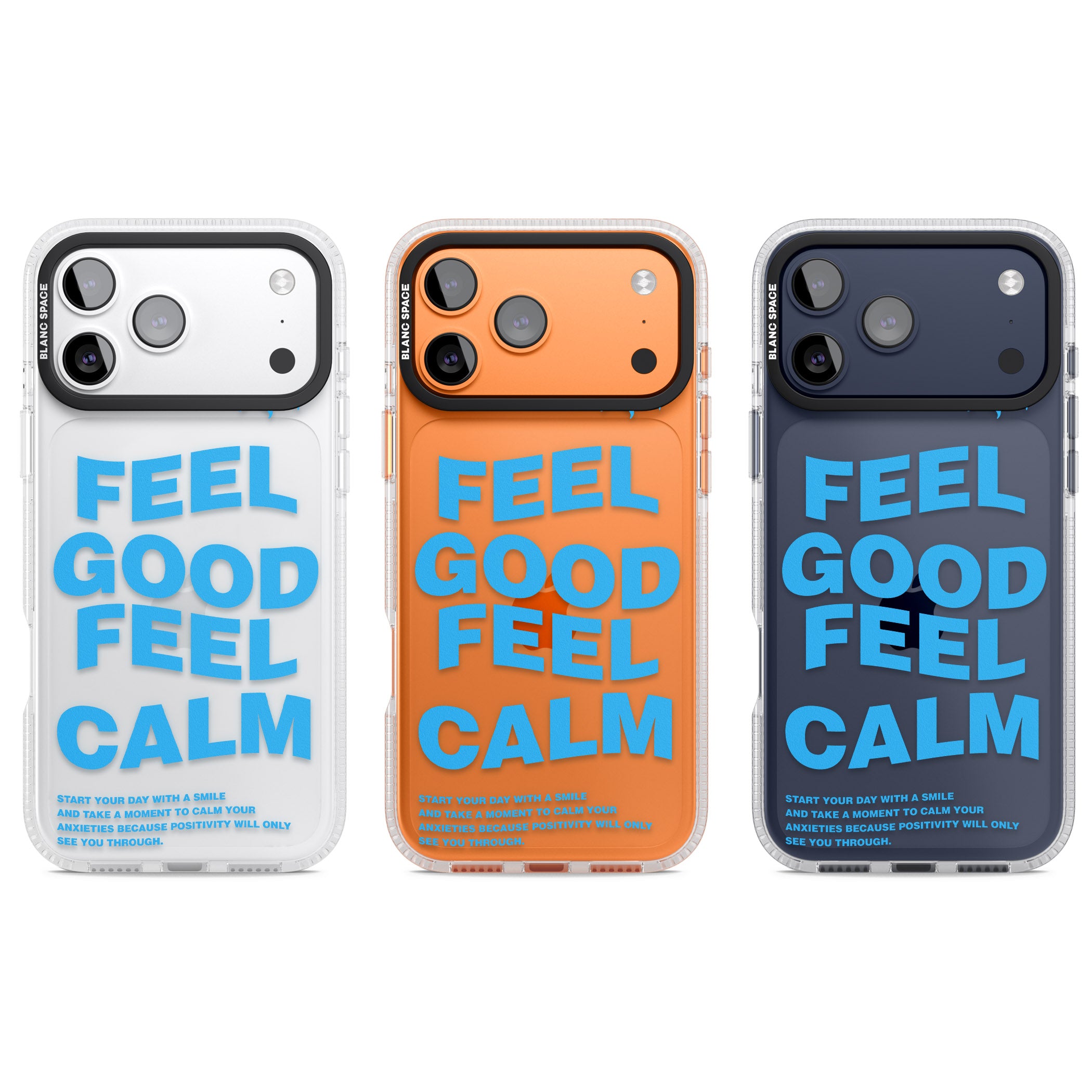 Feel Good Feel Calm (Blue) iPhone 17 Pro Impact Air Clear Phone Case APT Impact Protection