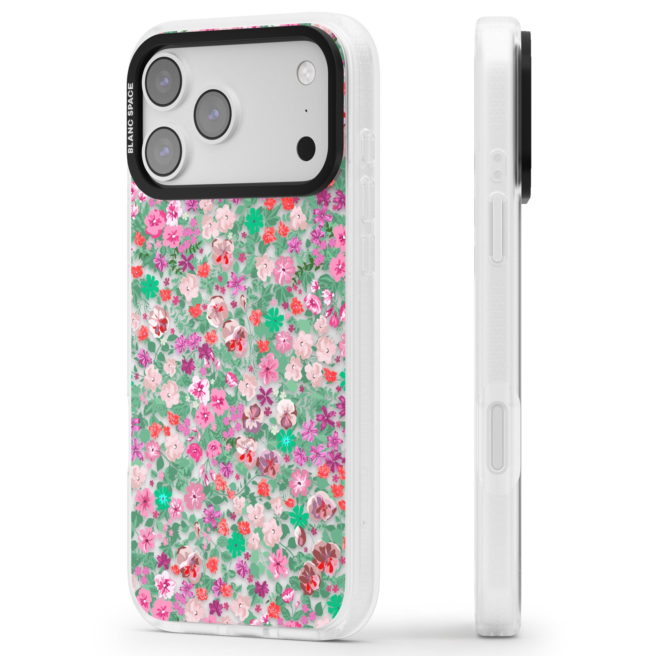 Florentine Meadow iPhone 17 Pro Max Impact Air Clear Phone Case Side Profile
