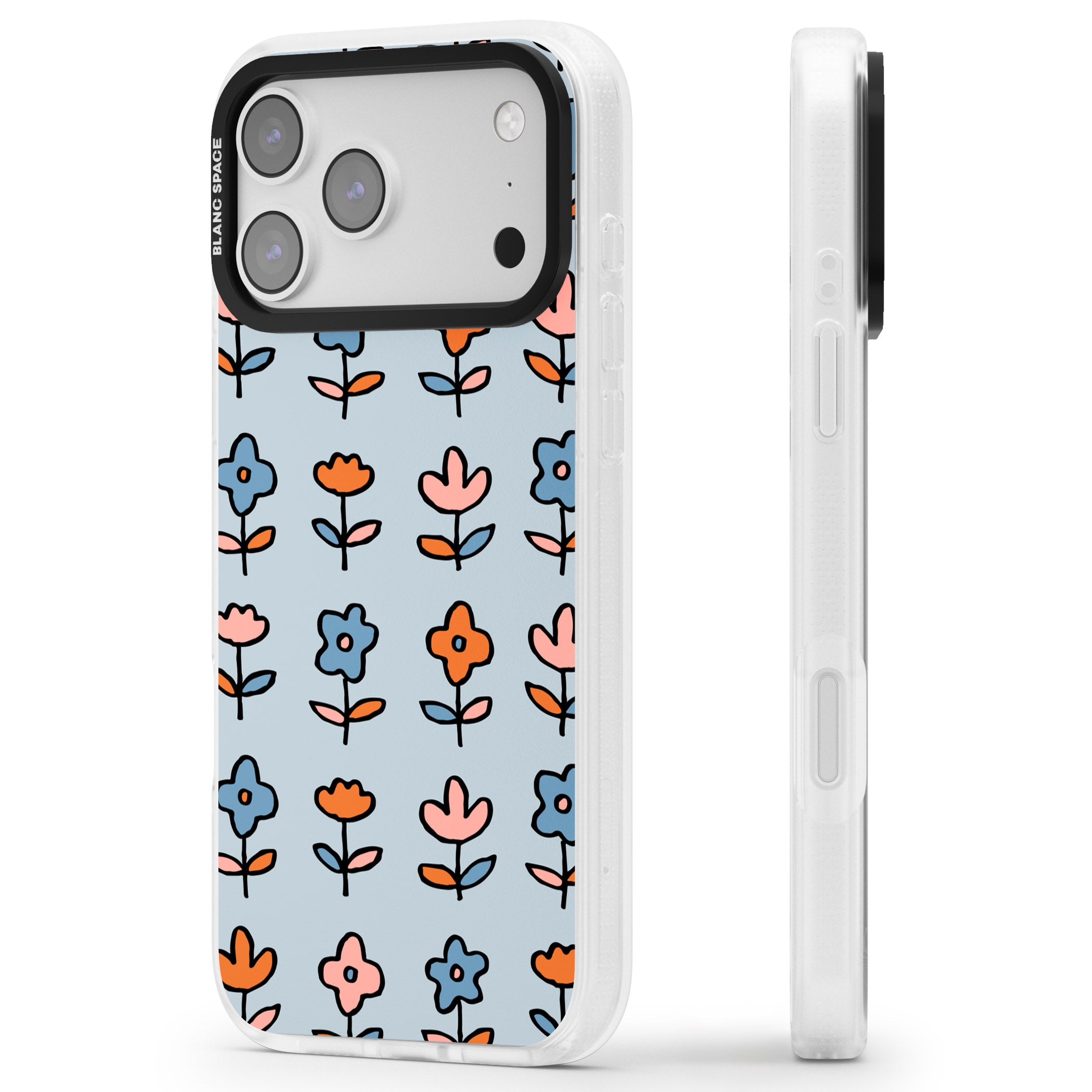 Vintage Floral Array iPhone 17 Pro Impact Air Clear Phone Case Side Profile