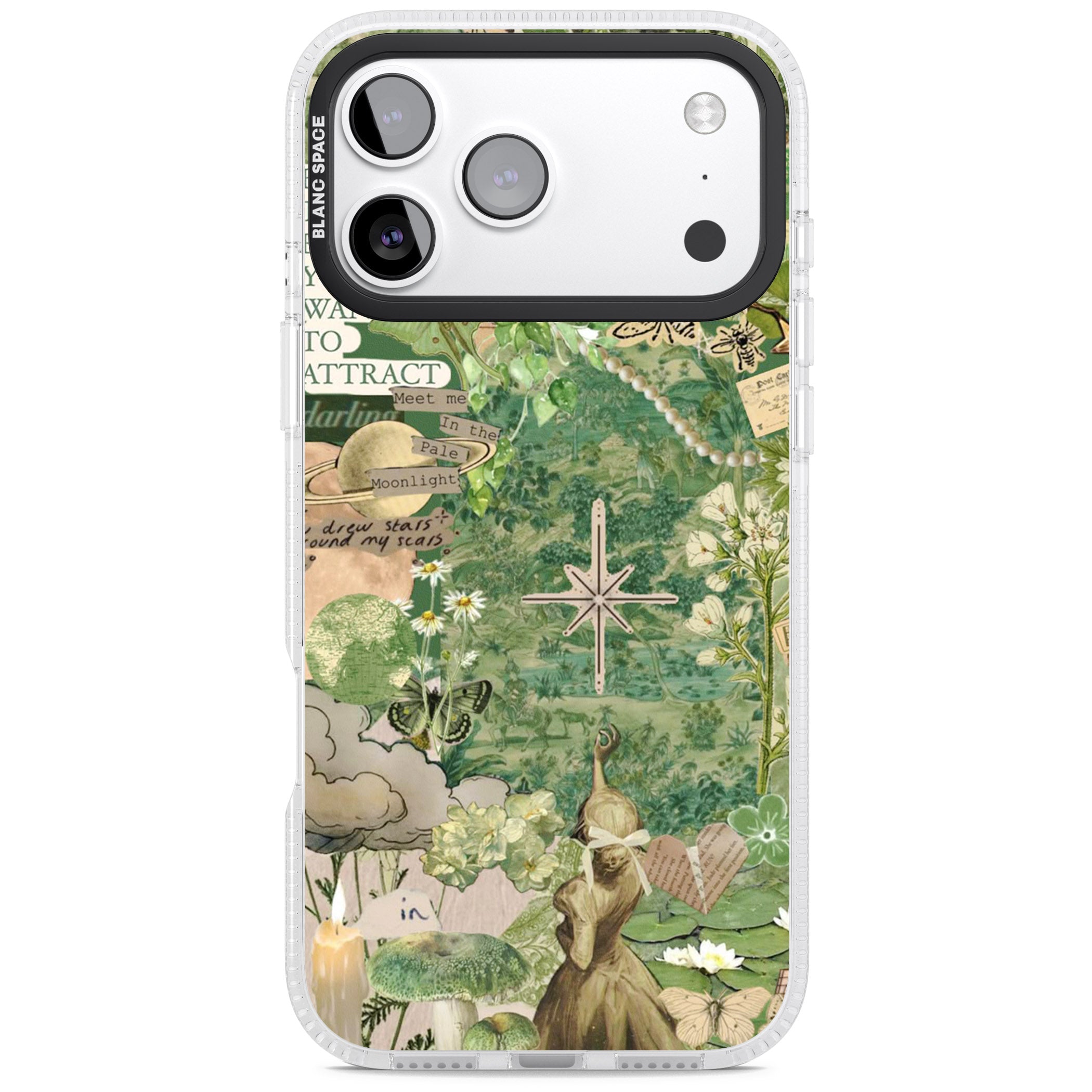 Green Vintage Collage iPhone 17 Pro Impact Air Clear Phone Case