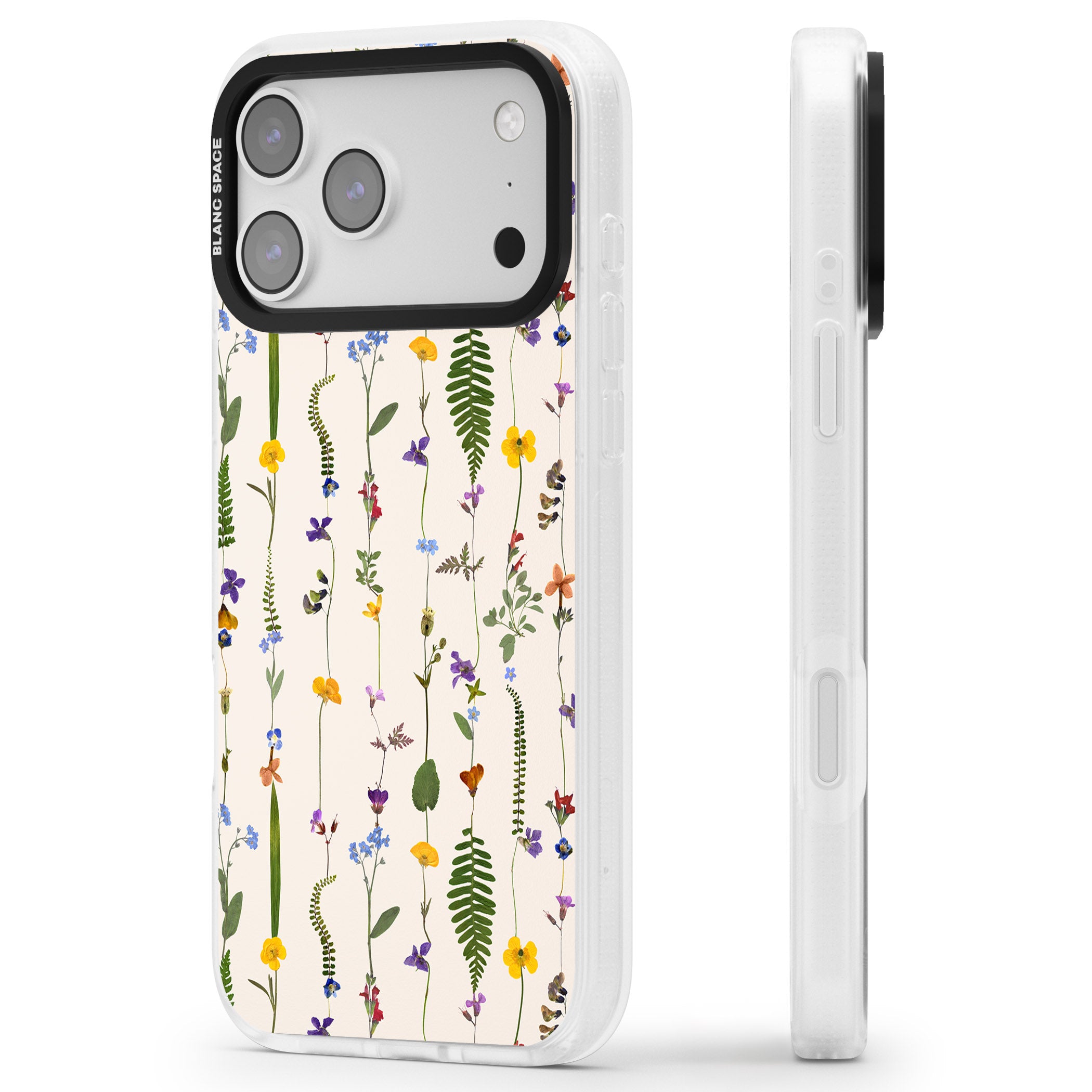 Wildflower Vertical iPhone 17 Pro Max Impact Air Clear Phone Case Side Profile