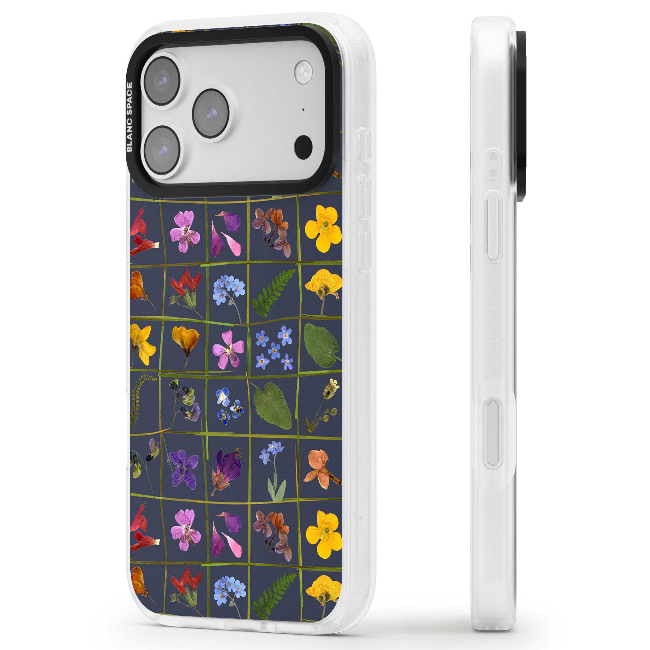 Wildflower Grid iPhone 17 Pro Max Impact Air Clear Phone Case Side Profile
