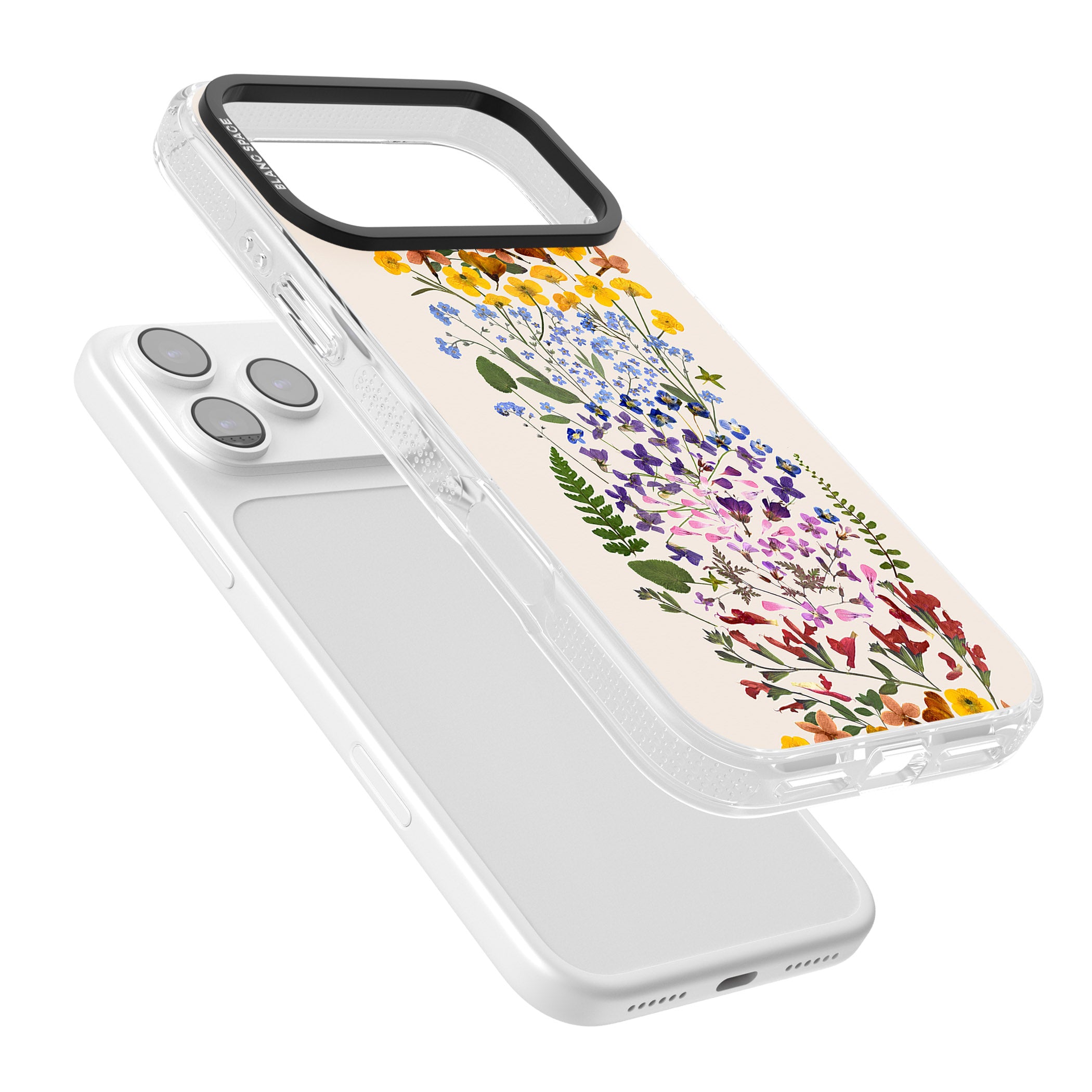 Cream Wildflower iPhone 17 Pro Max Impact Air Clear Phone Case Colours