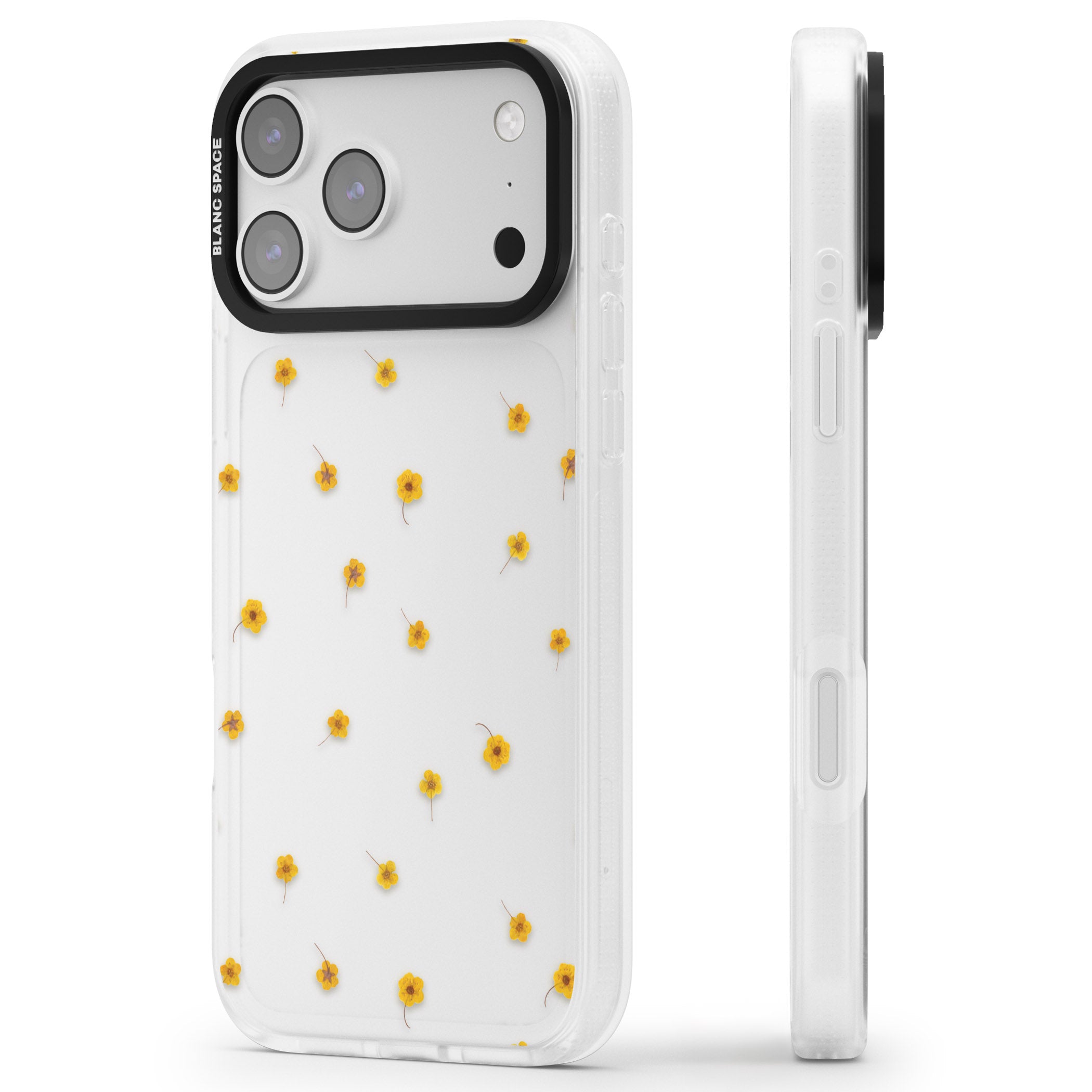 Sunny Scatter Flower iPhone 17 Pro Max Impact Air Clear Phone Case Side Profile