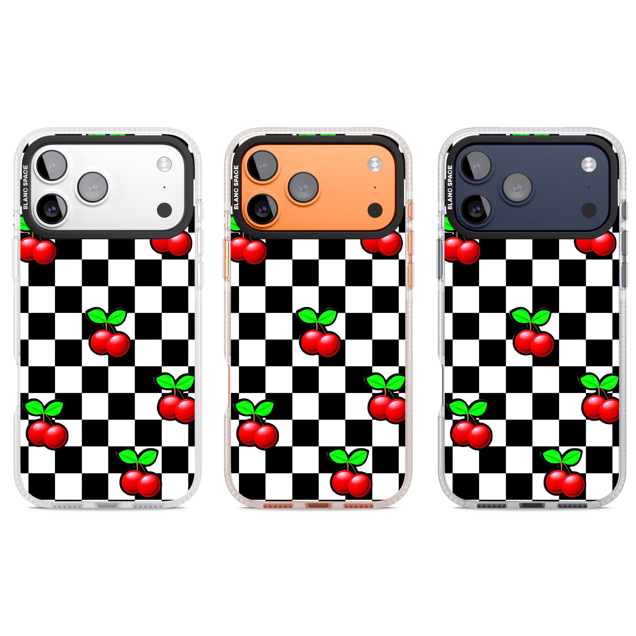 Checkered Cherry iPhone 17 Pro Impact Air Clear Phone Case APT Impact Protection