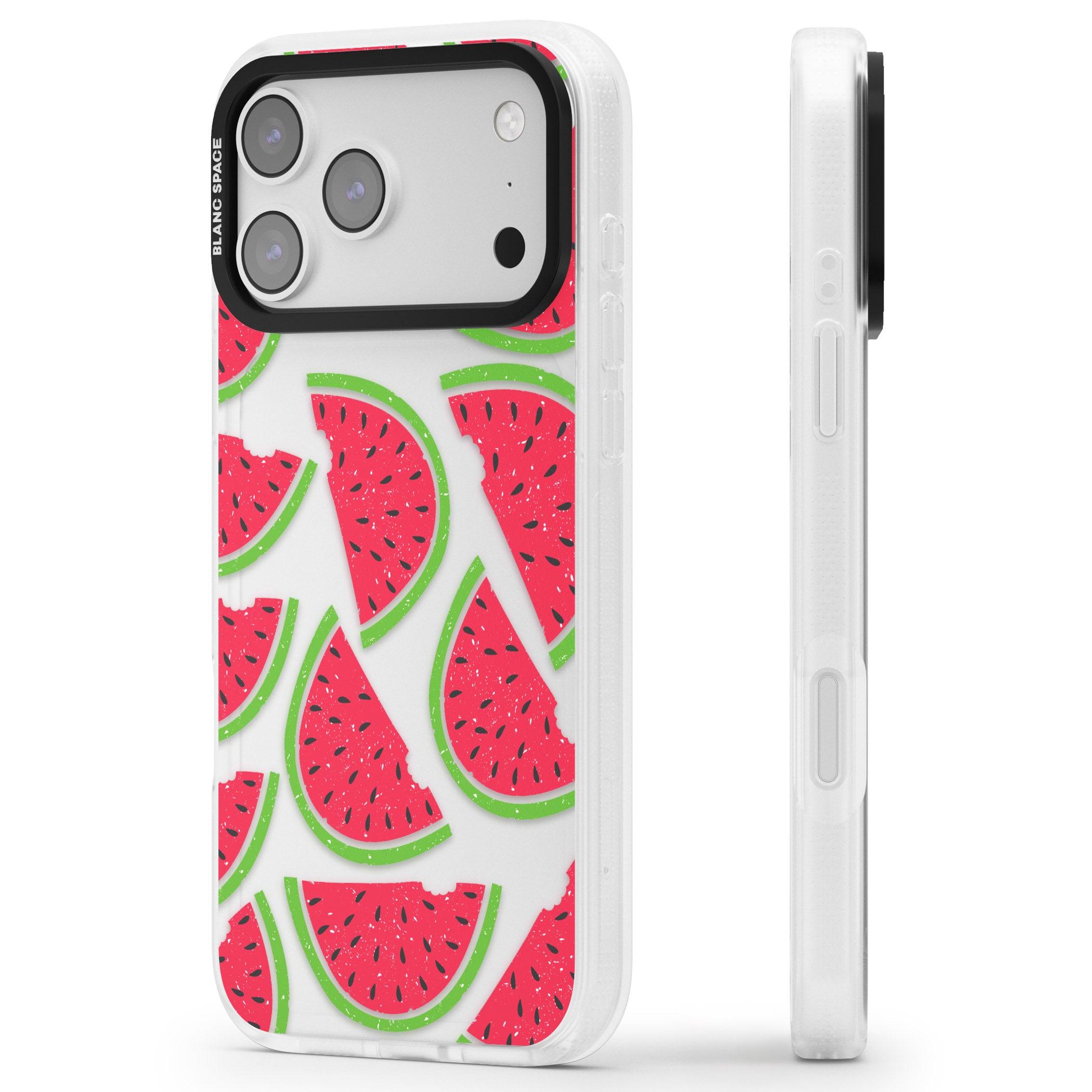 Watermelon Pattern iPhone 17 Pro Impact Air Clear Phone Case Side Profile