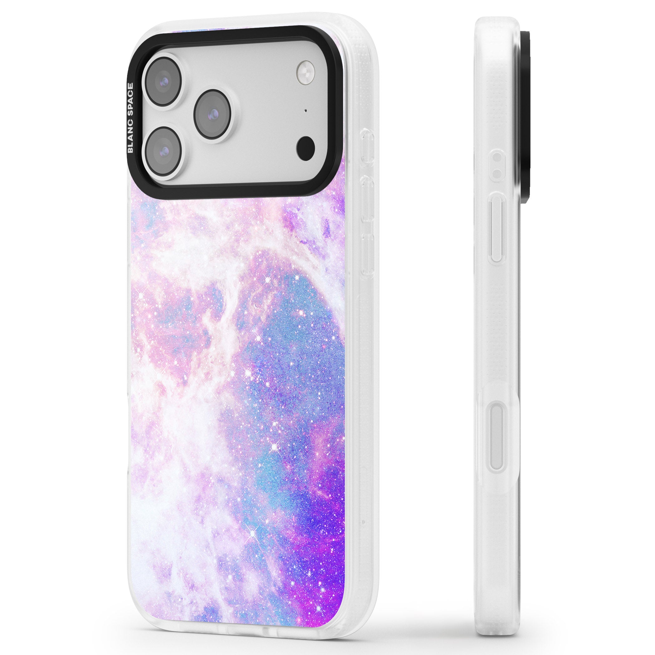 Pastel Galaxy iPhone 17 Pro Impact Air Clear Phone Case Side Profile