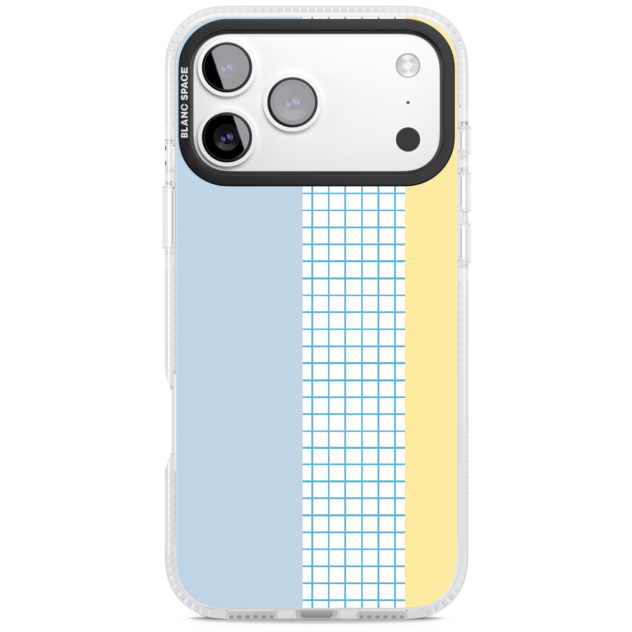 Abstract Grid Blue & Yellow iPhone 17 Pro Impact Air Clear Phone Case