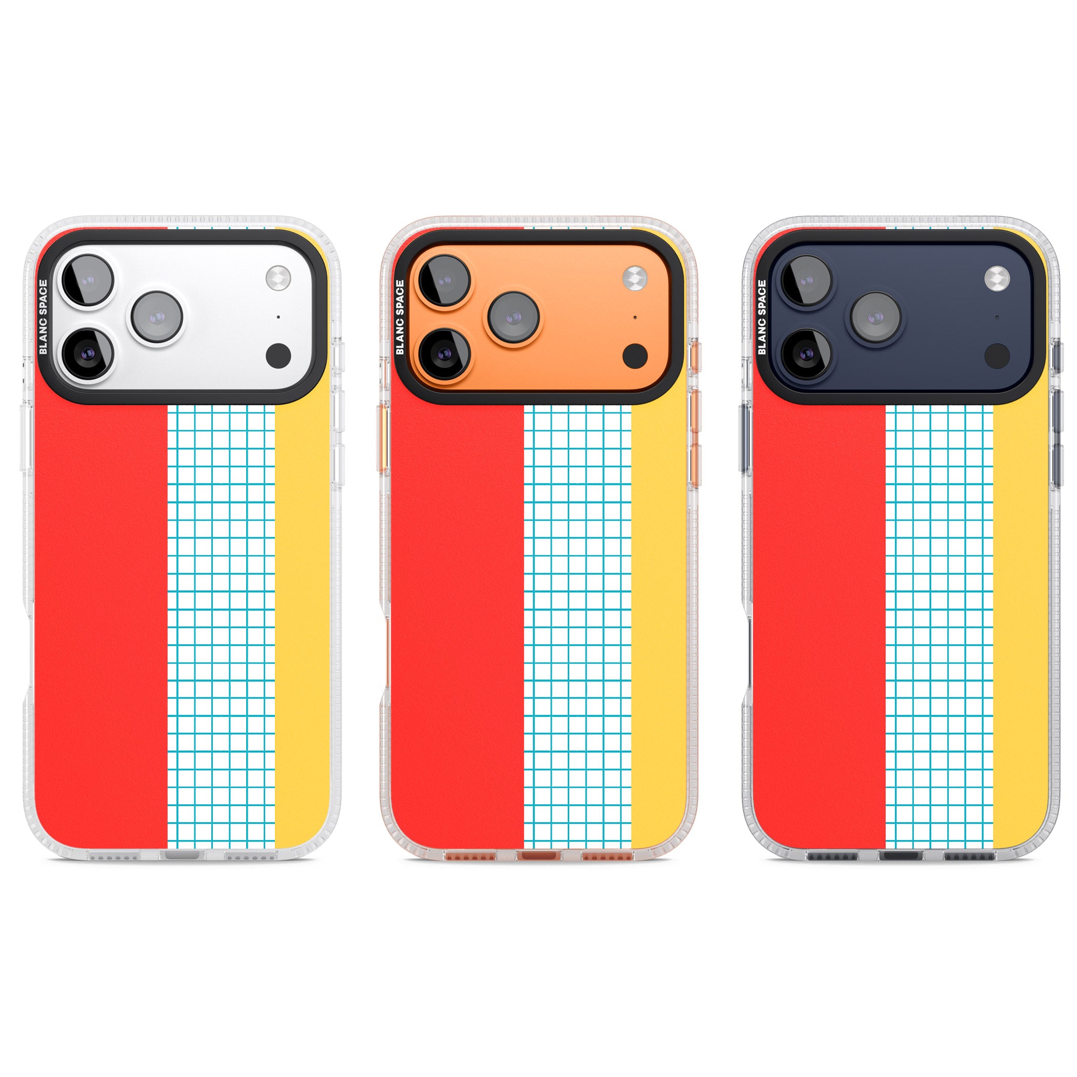 Abstract Grid Red, Blue, Yellow iPhone 17 Pro Impact Air Clear Phone Case APT Impact Protection
