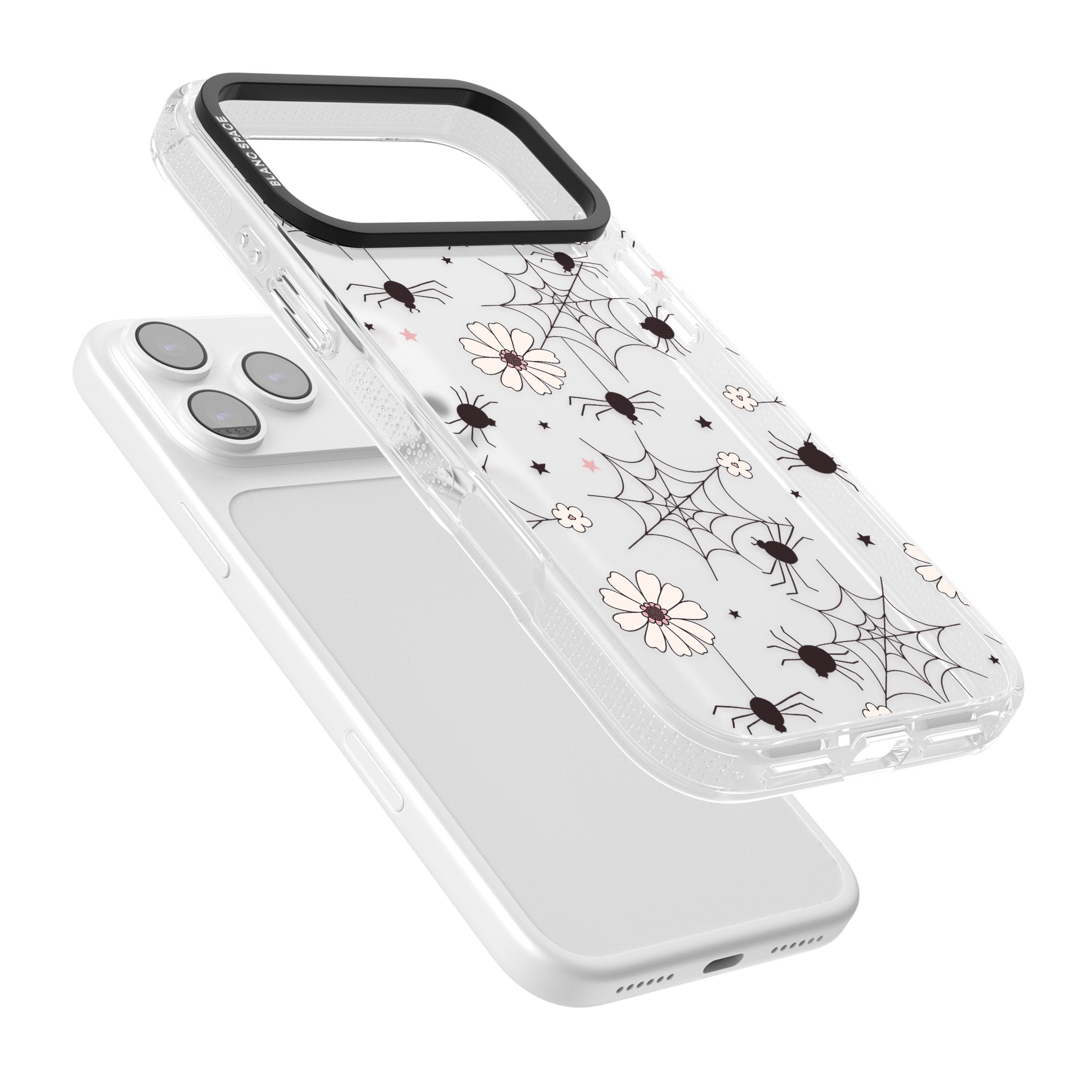 Spiders And Flowers Pattern iPhone 17 Pro Impact Air Clear Phone Case Colours