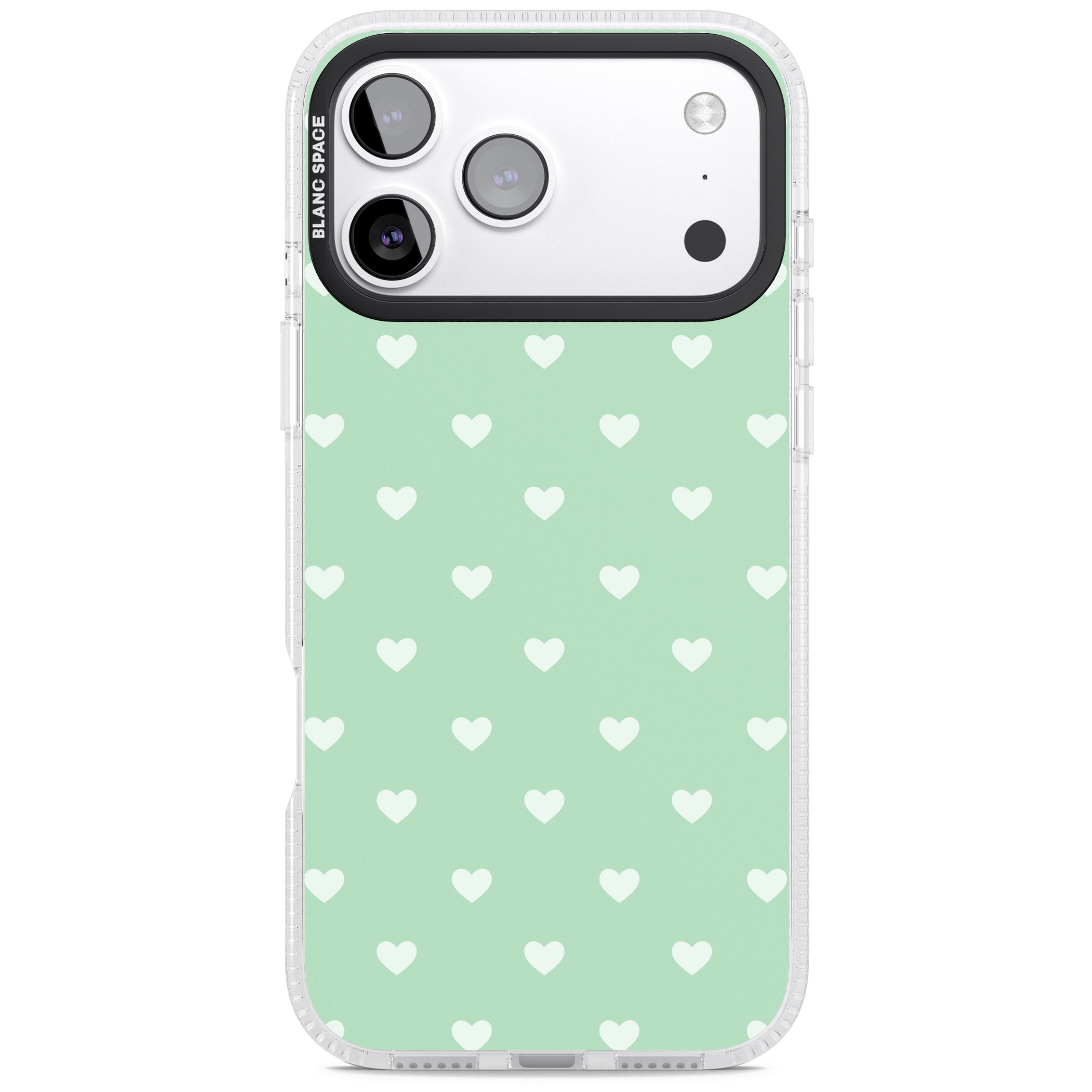Small Heart Pattern: Green iPhone 17 Pro Max Impact Air Clear Phone Case