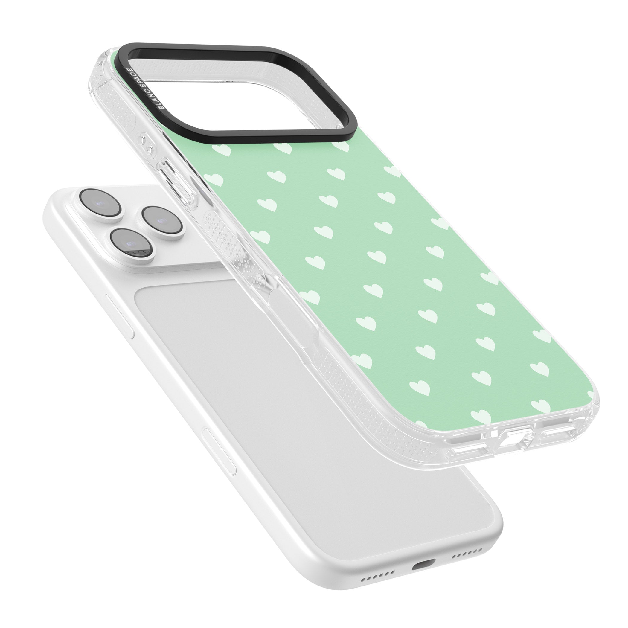 Small Heart Pattern: Green iPhone 17 Pro Max Impact Air Clear Phone Case Colours