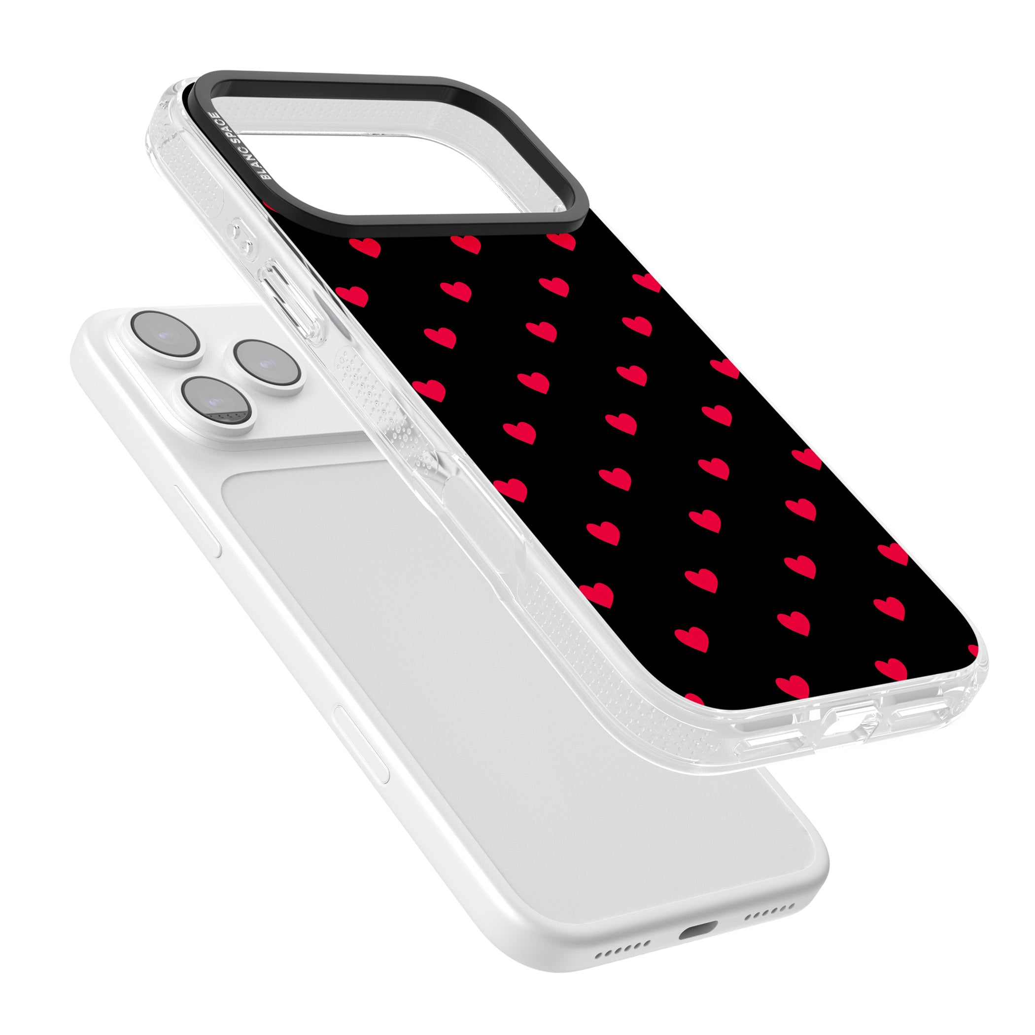 Small Heart Pattern: Red & iPhone 17 Pro Impact Air Clear Phone Case Colours
