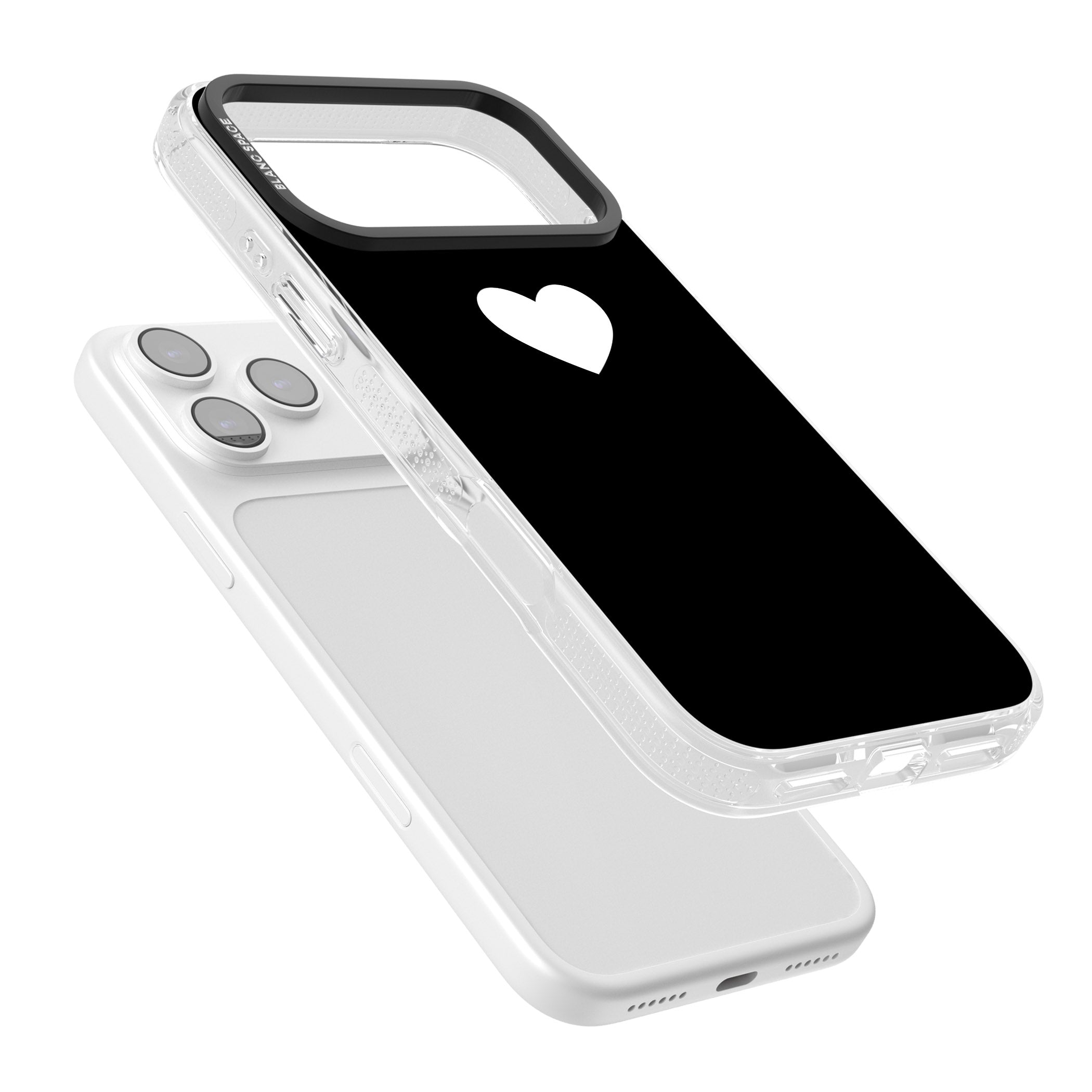 Single Heart Design: White & iPhone 17 Pro Impact Air Clear Phone Case Colours
