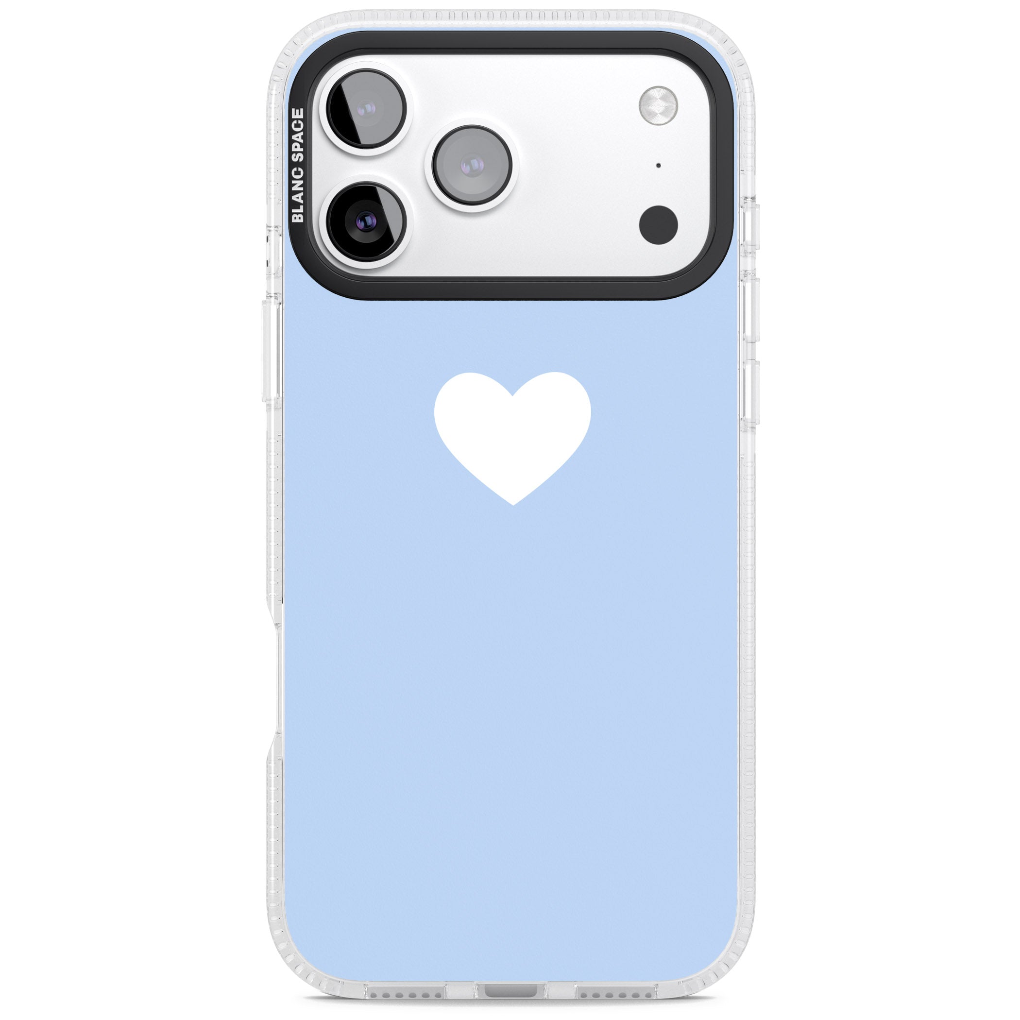 Single Heart Design: White & Baby Blue iPhone 17 Pro Impact Air Clear Phone Case