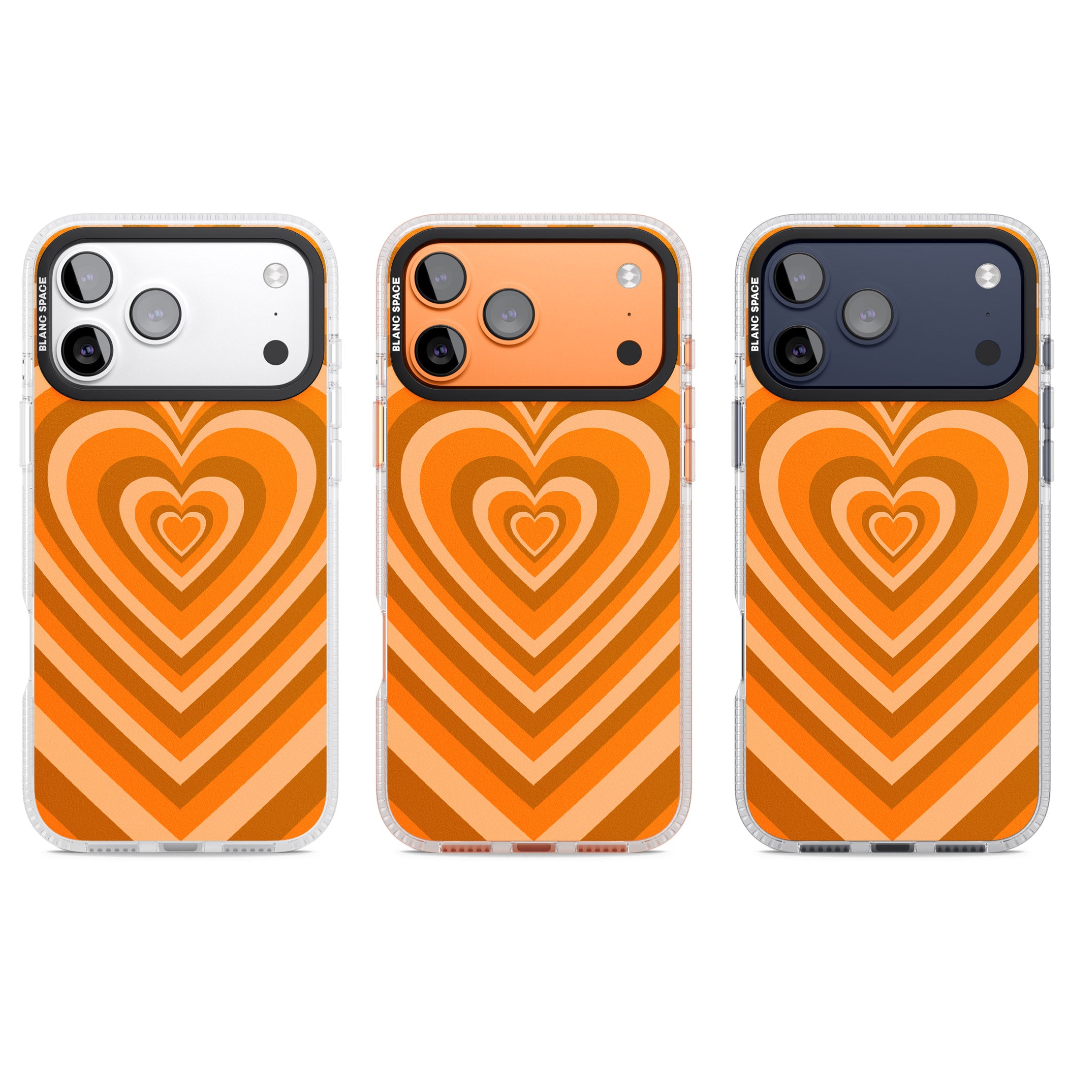 Orange Heart Illusion iPhone 17 Pro Impact Air Clear Phone Case APT Impact Protection