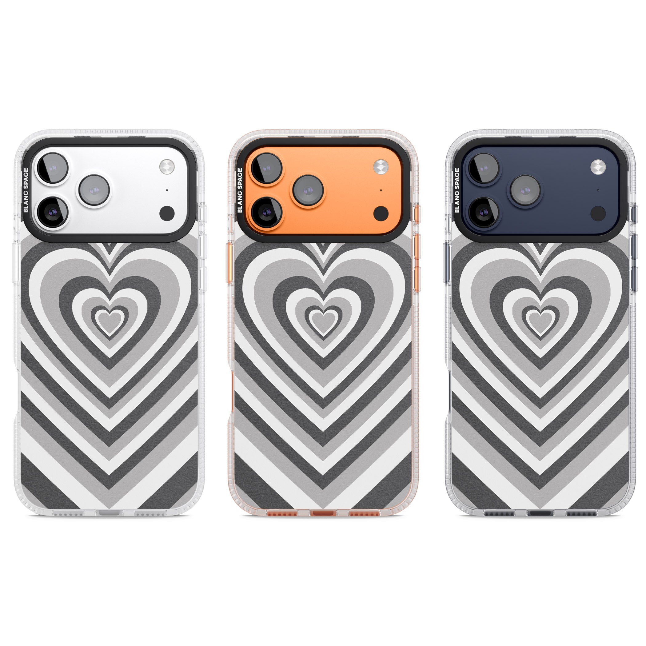 Monochrome Heart Illusion iPhone 17 Pro Impact Air Clear Phone Case APT Impact Protection