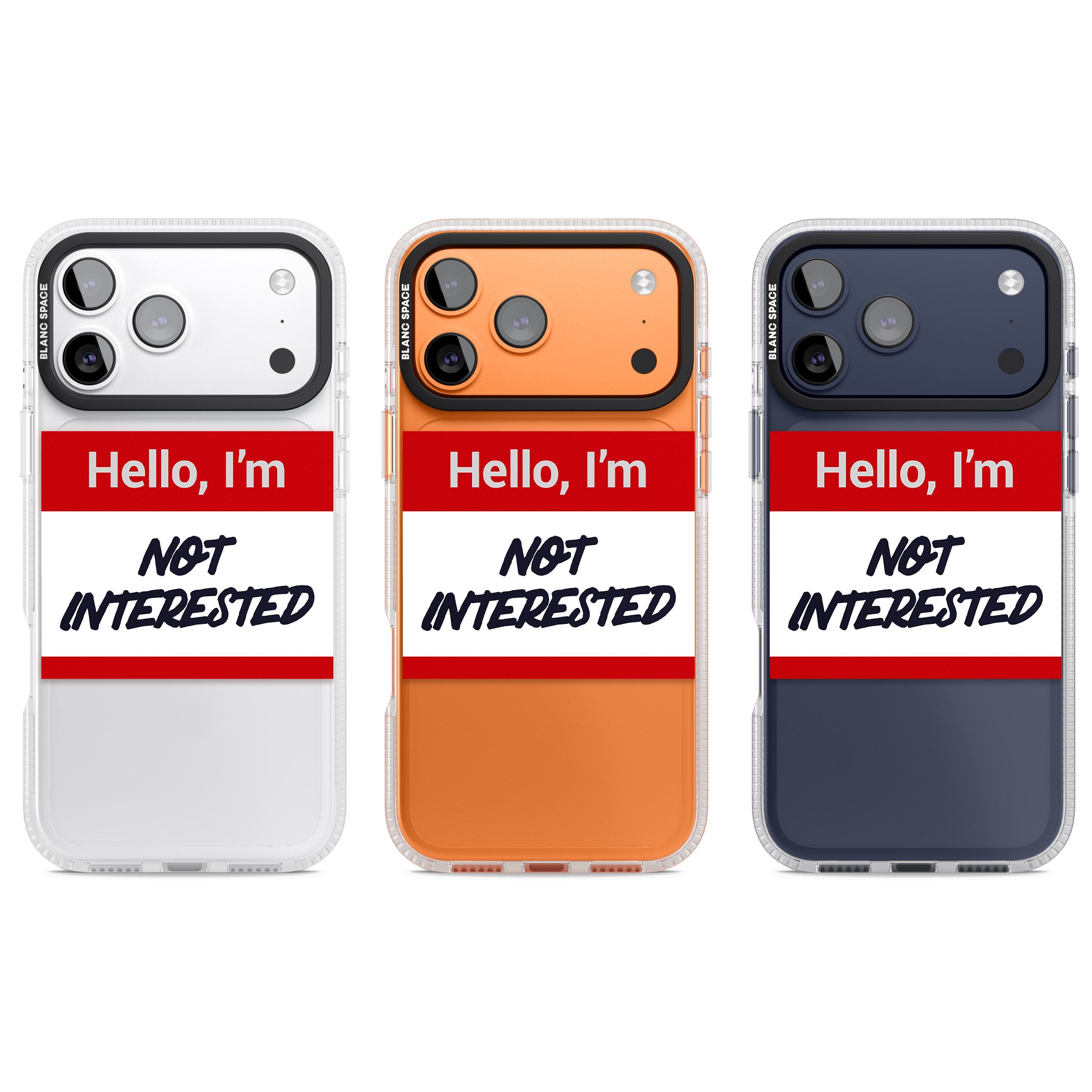 Funny Hello Name Tag Not Interested iPhone 17 Pro Impact Air Clear Phone Case APT Impact Protection