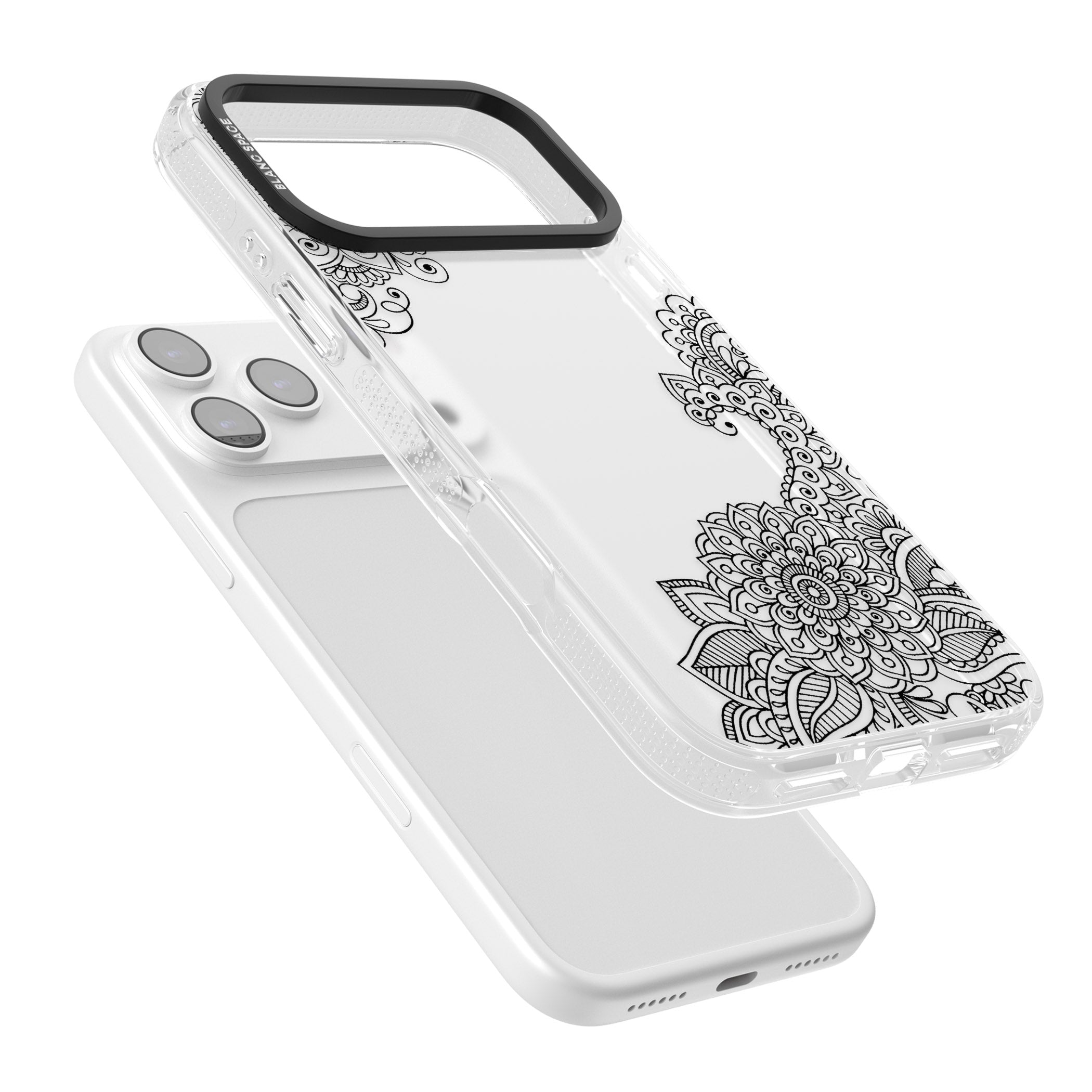 Black Henna Botanicals iPhone 17 Pro Impact Air Clear Phone Case Colours