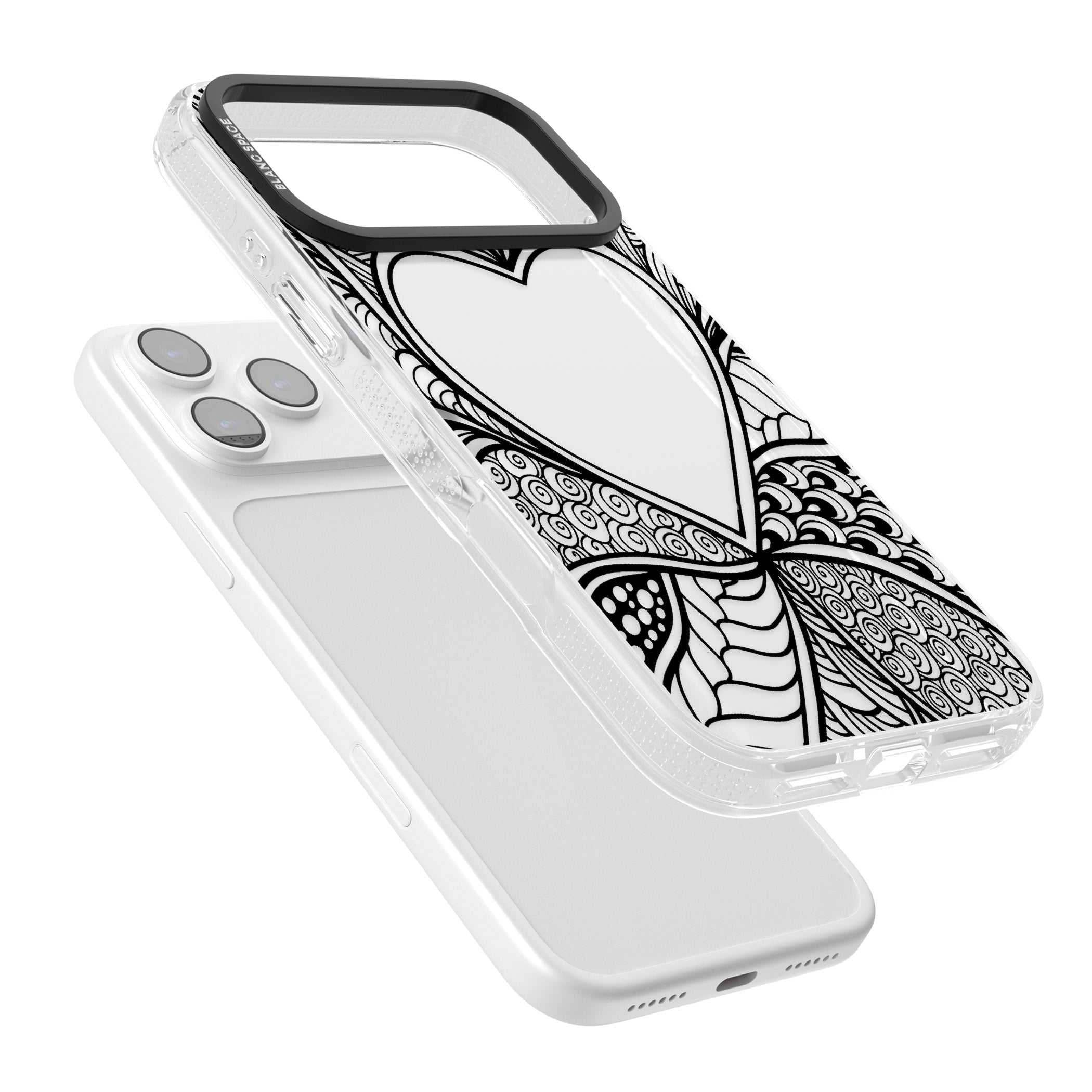 Black Henna Heart iPhone 17 Pro Impact Air Clear Phone Case Colours