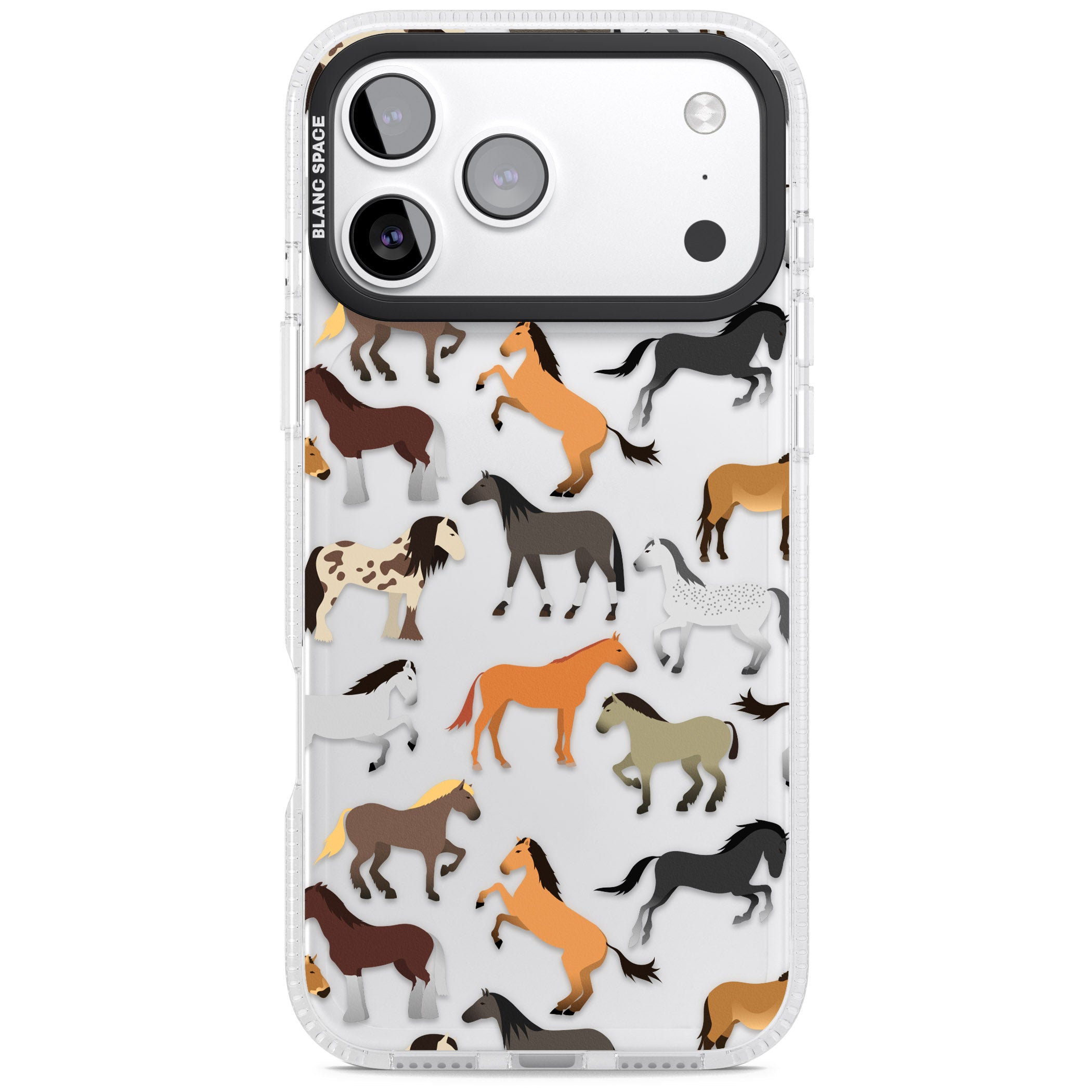 Horse Pattern iPhone 17 Pro Impact Air Clear Phone Case