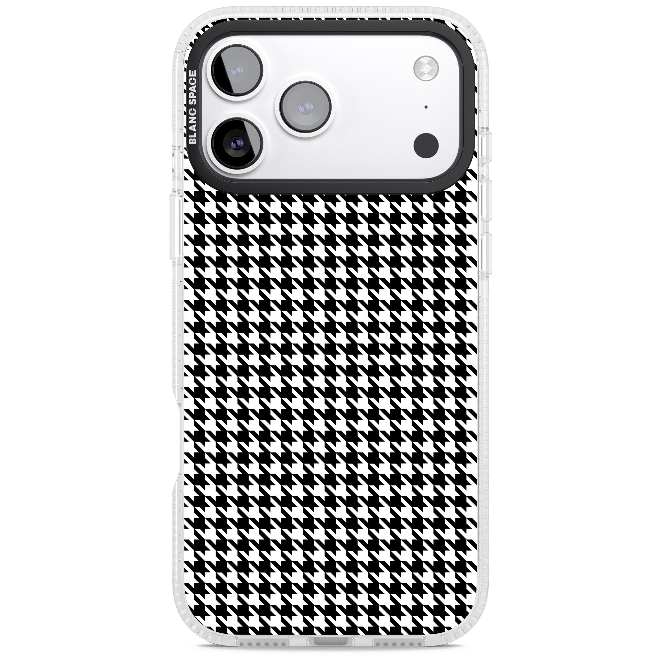 Black Houndstooth Pattern iPhone 17 Pro Impact Air Clear Phone Case