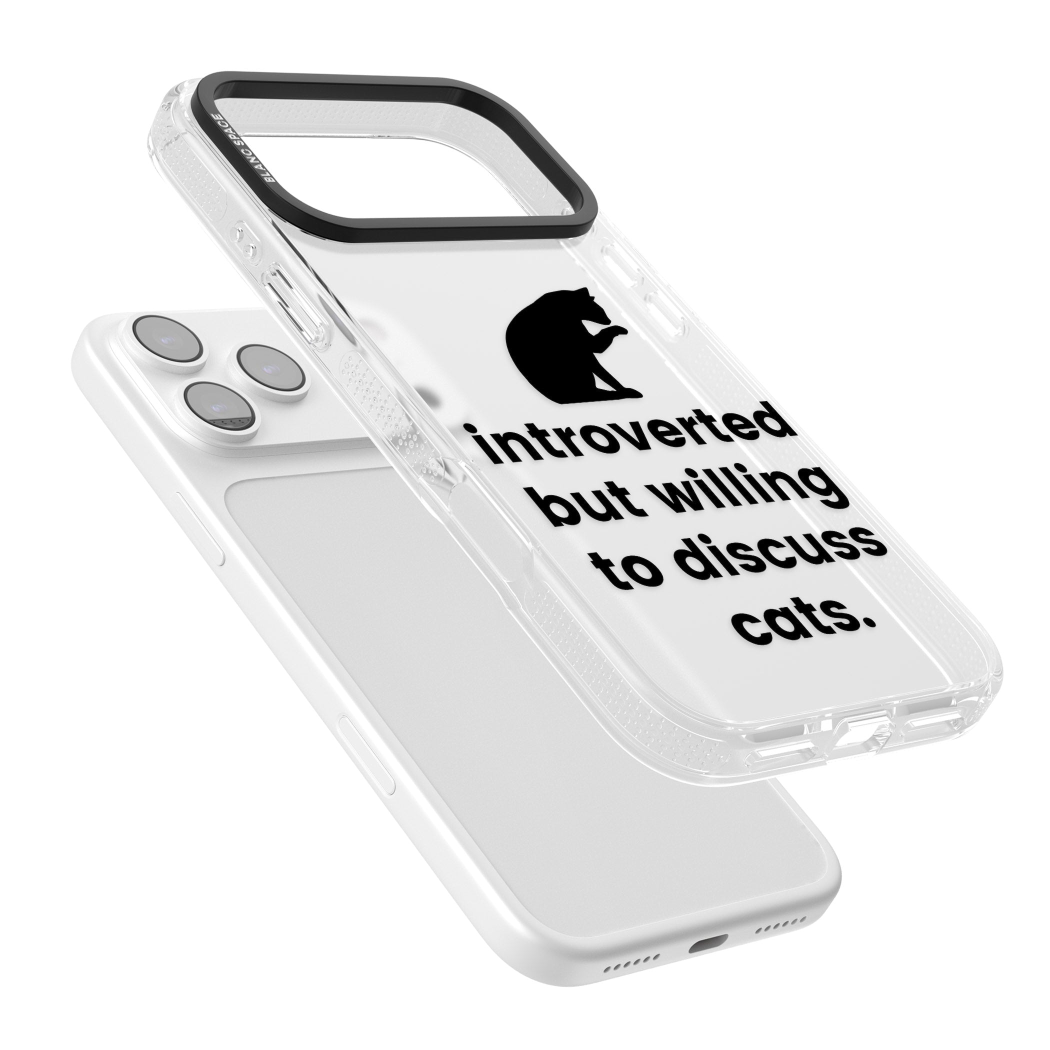 Introverted But Willing To Discuss Cats iPhone 17 Pro Impact Air Clear Phone Case Colours