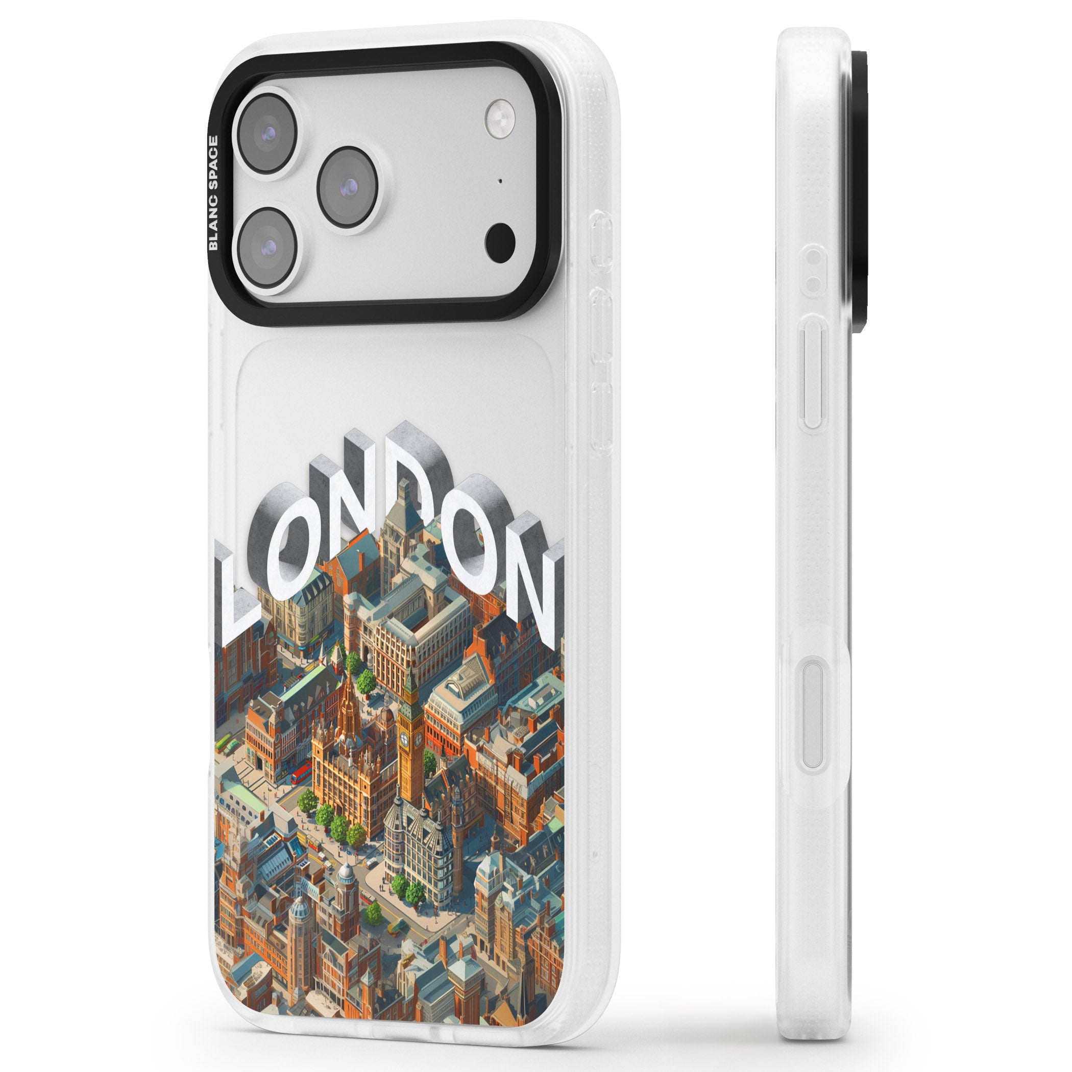 London iPhone 17 Pro Impact Air Clear Phone Case Side Profile