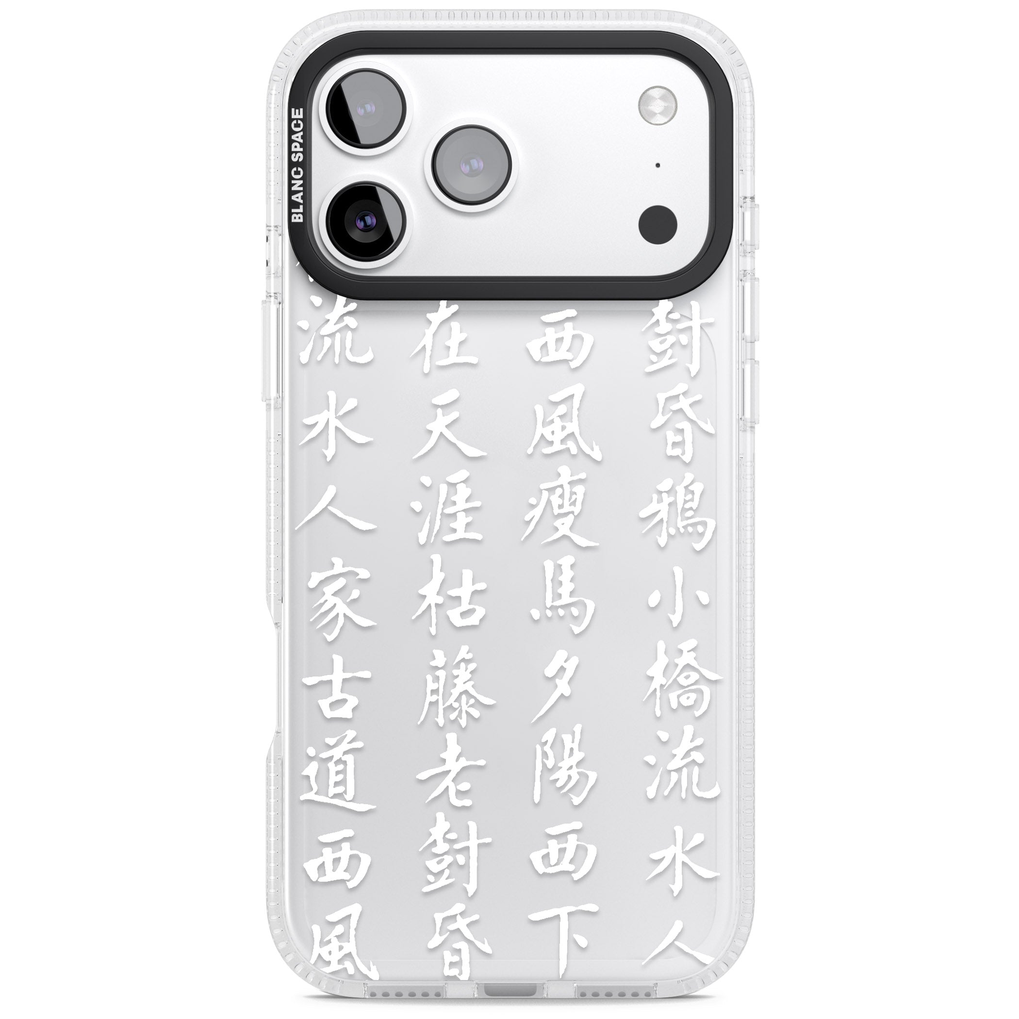 White Japanese Kanji Script iPhone 17 Pro Max Impact Air Clear Phone Case