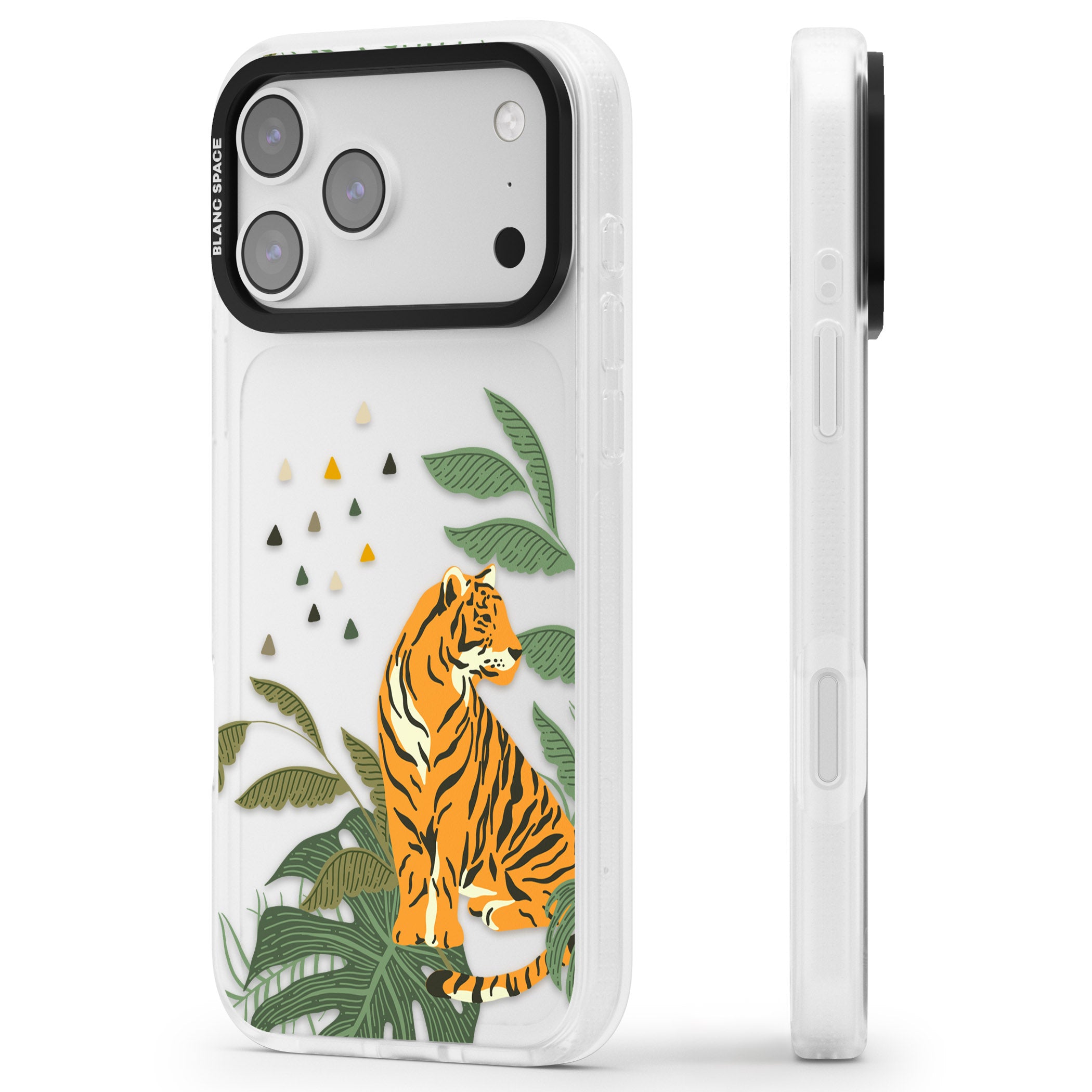 Tiger Jungle iPhone 17 Pro Impact Air Clear Phone Case Side Profile