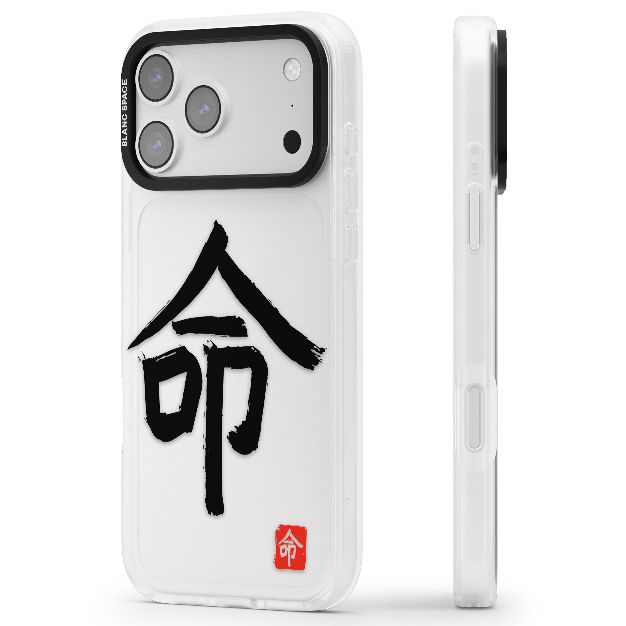 Japanese Kanji Life iPhone 17 Pro Impact Air Clear Phone Case Side Profile