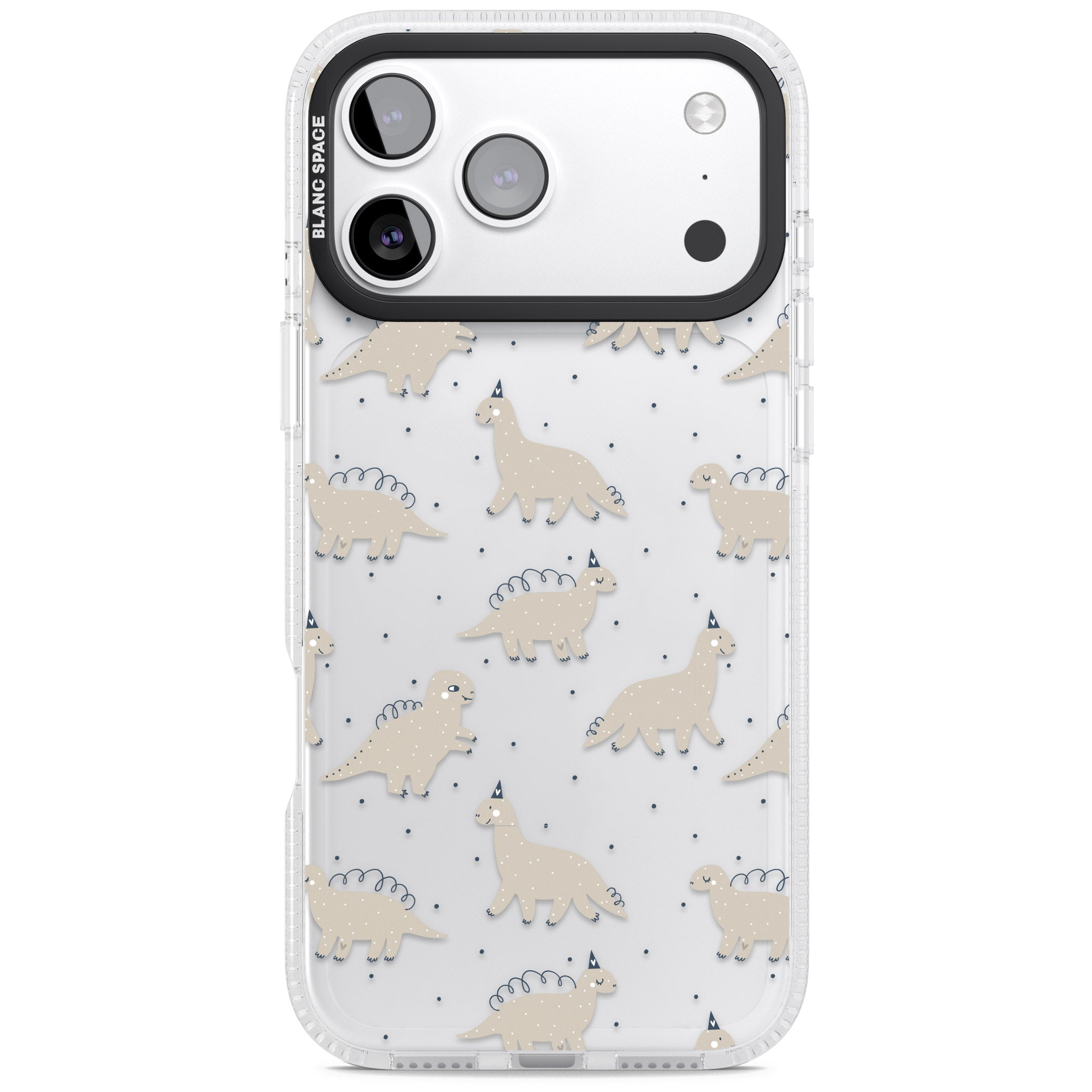 Adorable Dino Pattern iPhone 17 Pro Impact Air Clear Phone Case