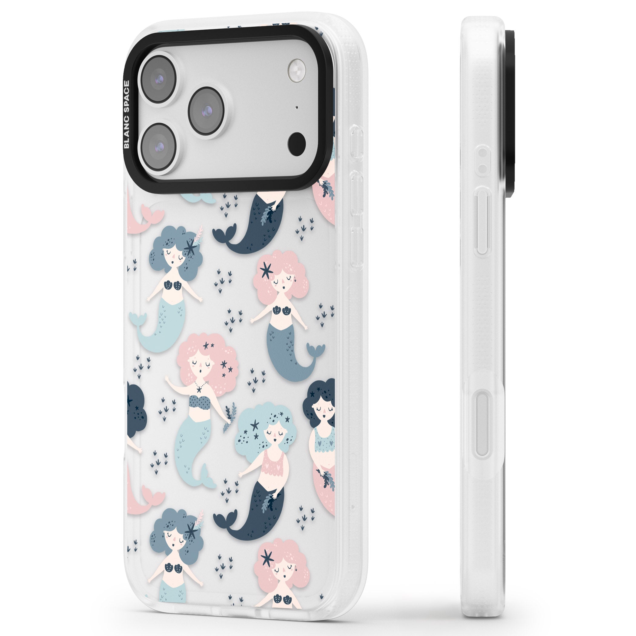 Pastel Mermaids iPhone 17 Pro Impact Air Clear Phone Case Side Profile