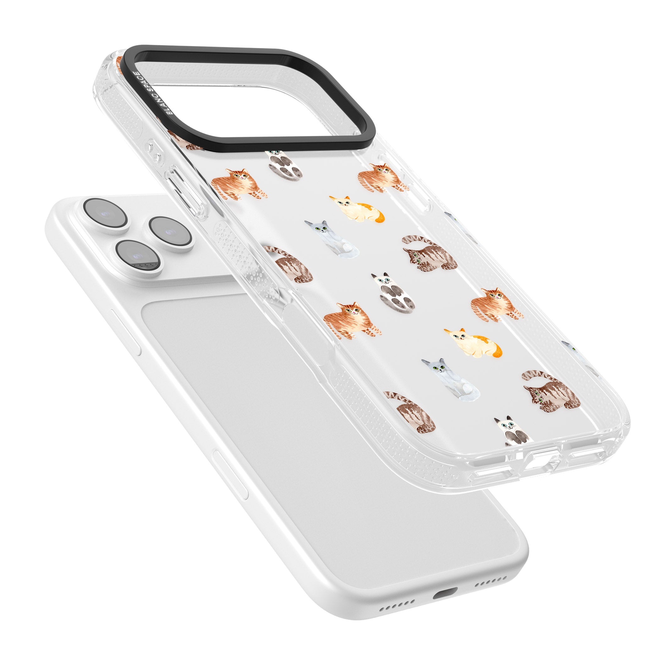 Cute Cat Pattern Classic iPhone 17 Pro Max Impact Air Clear Phone Case Colours