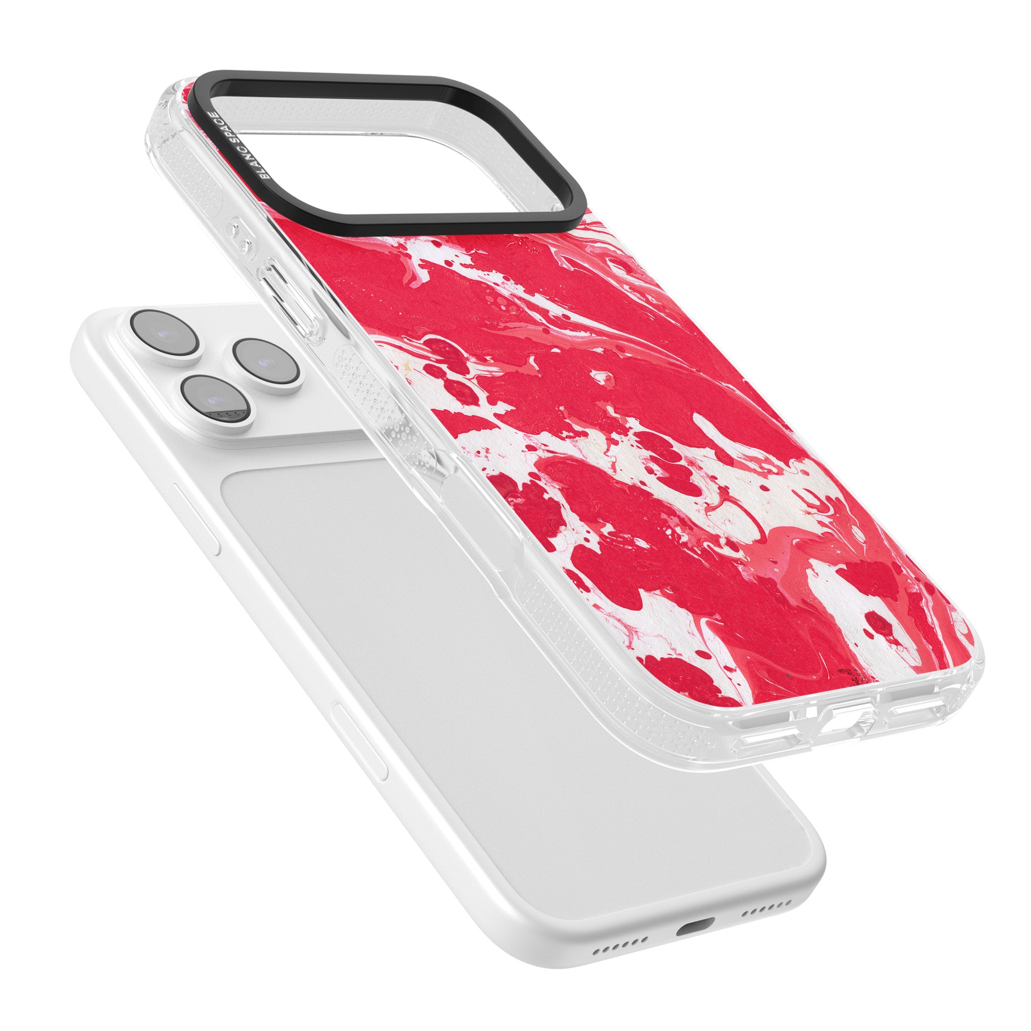 Red & White Marbled iPhone 17 Pro Impact Air Clear Phone Case Colours
