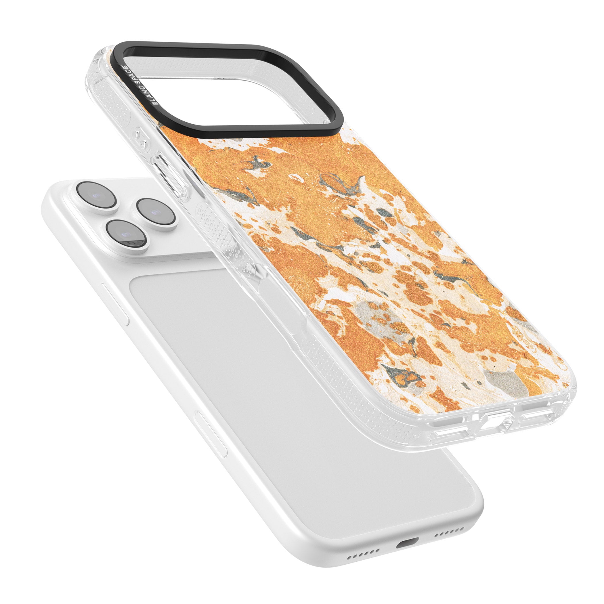 Orange Marbled iPhone 17 Pro Impact Air Clear Phone Case Colours