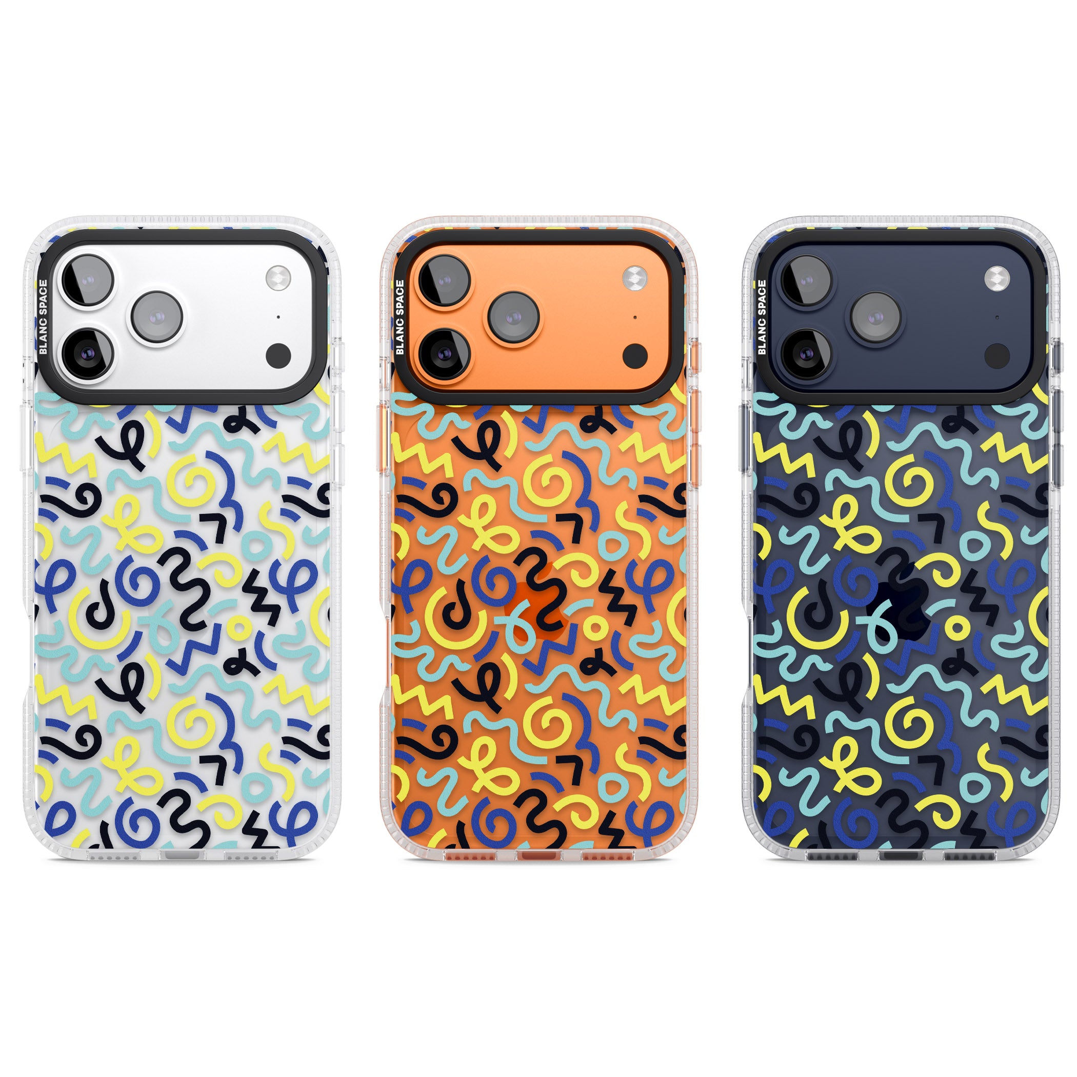Blue & Yellow Memphis Retro iPhone 17 Pro Impact Air Clear Phone Case APT Impact Protection