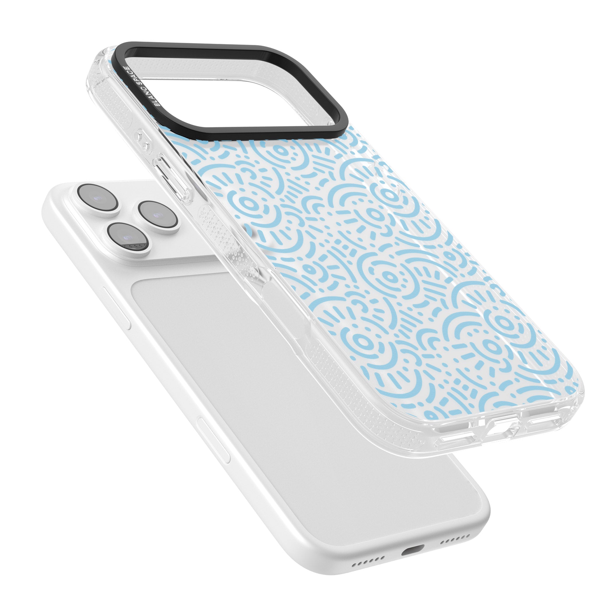 Light Blue Retro Pattern iPhone 17 Pro Impact Air Clear Phone Case Colours