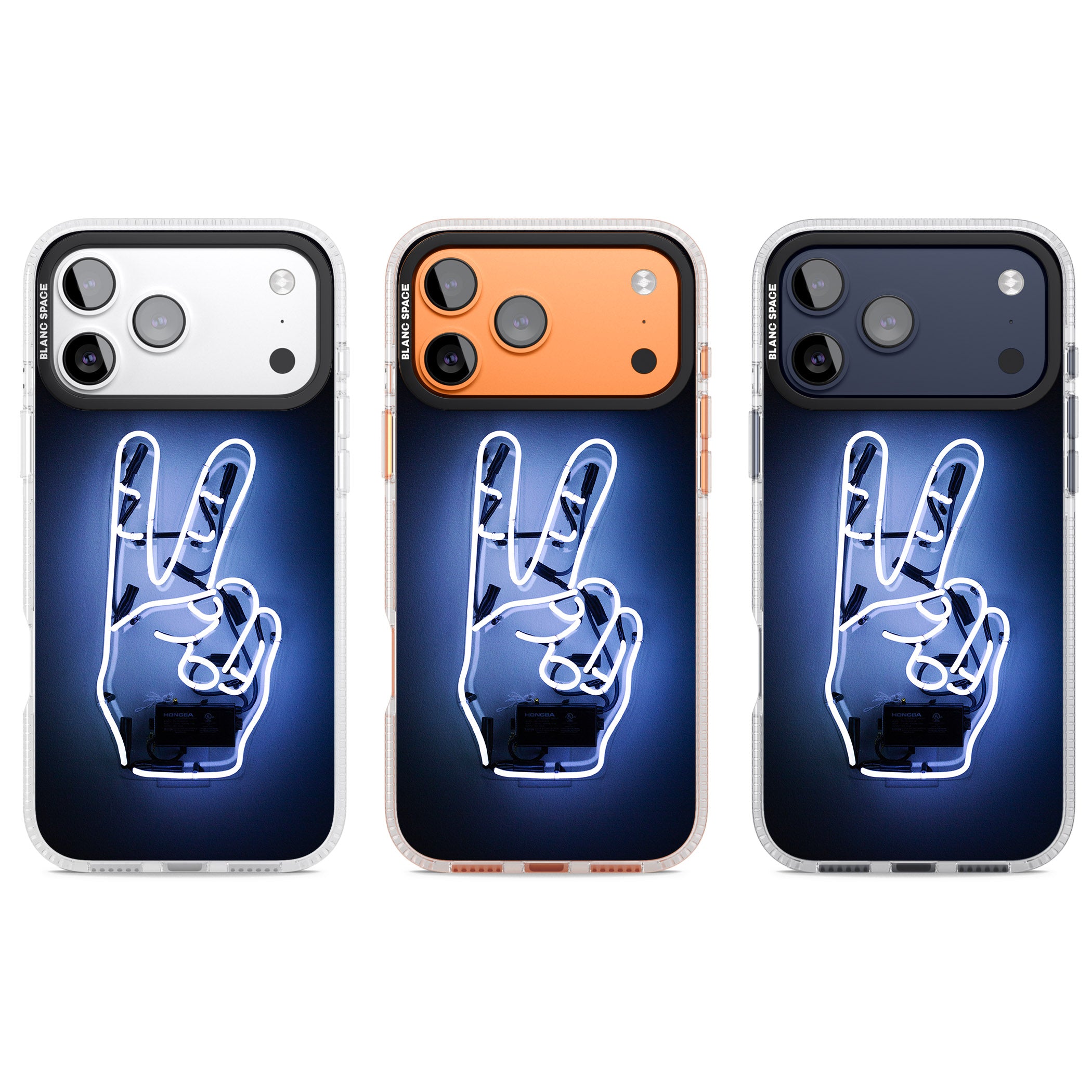Neon Peace Sign iPhone 17 Pro Impact Air Clear Phone Case APT Impact Protection